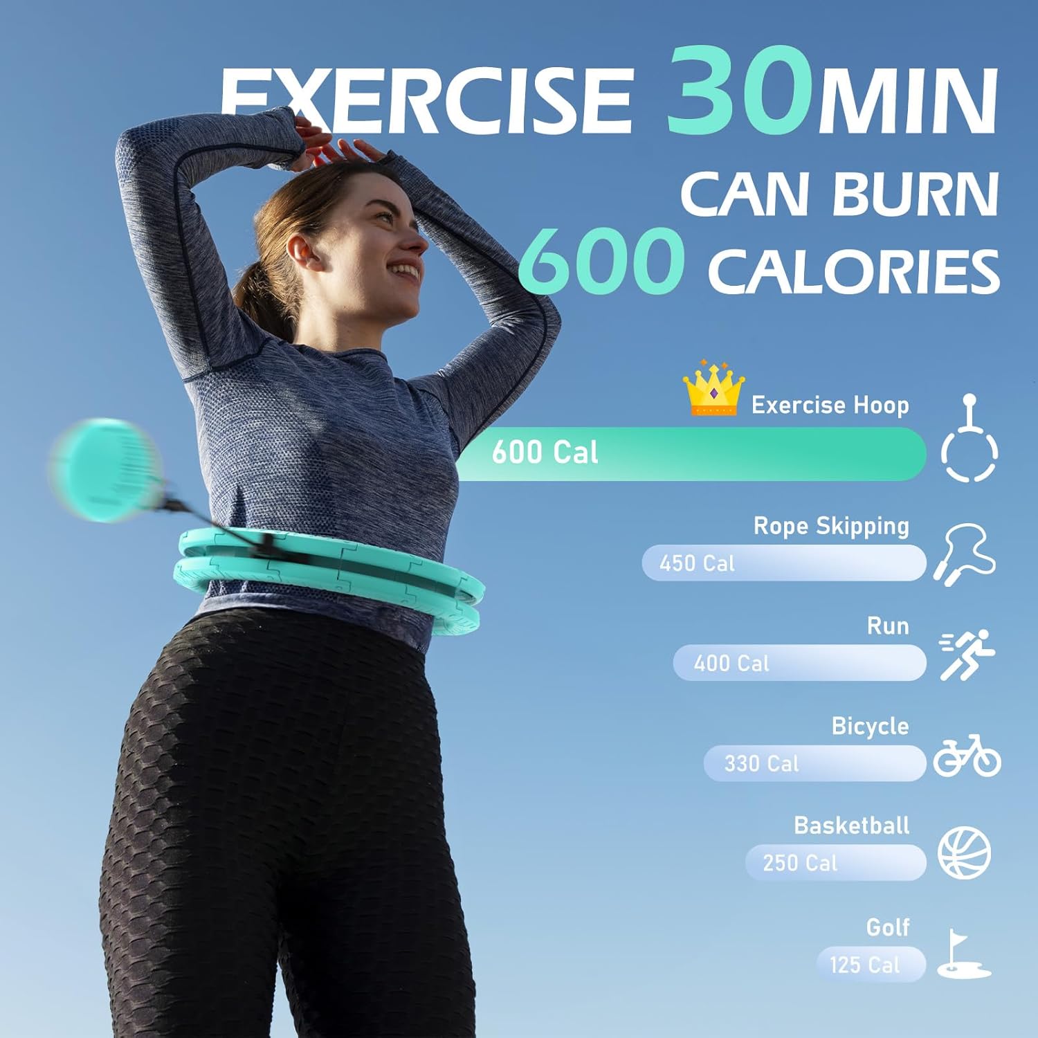 JLoibao Weighted Hula Circle with 26/32 Links(56-66 Inch) for Adults Weight Loss, Infinity Fitness Hoop Plus Size, for Women Smart Exercise Equipment - Image 6
