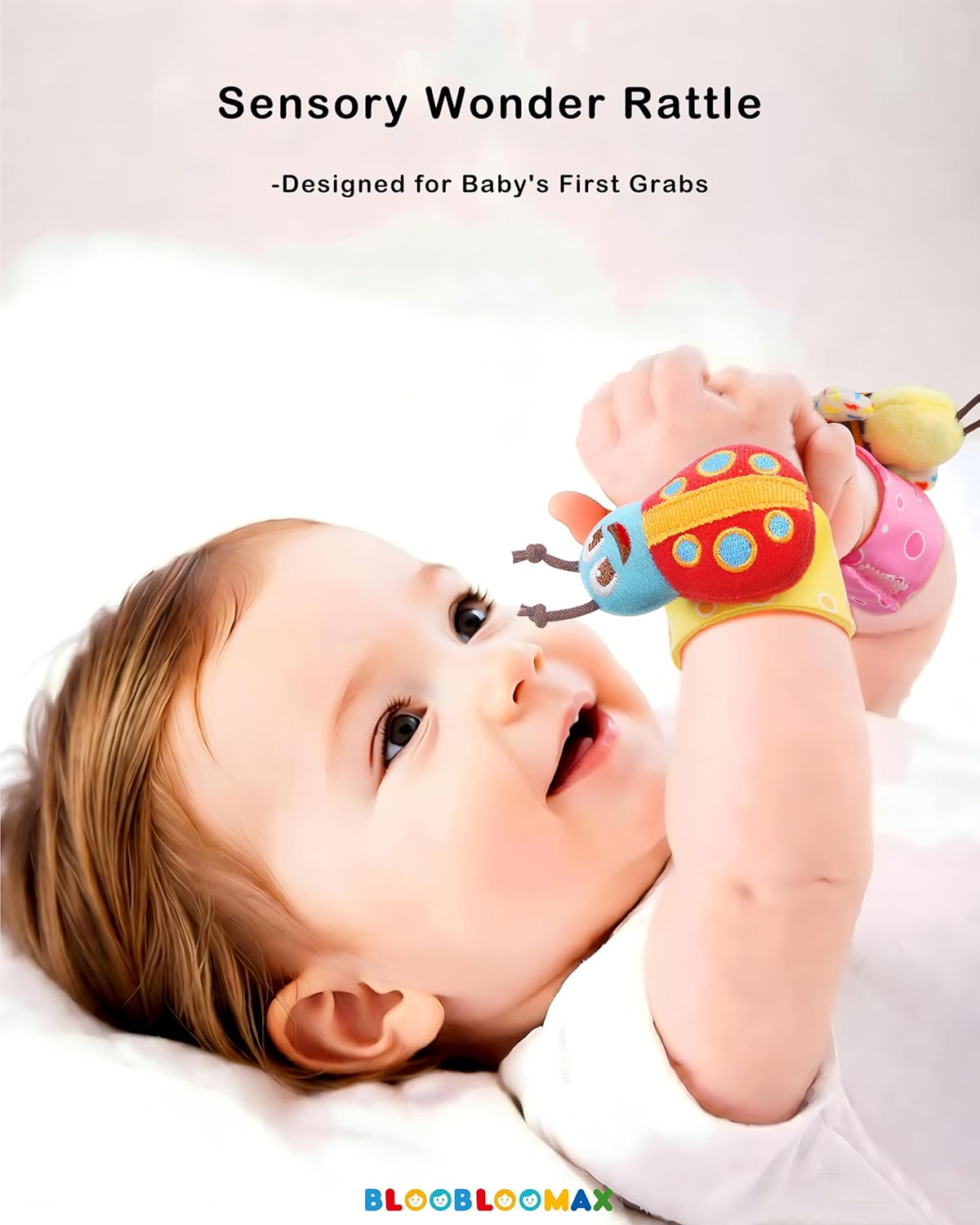 Bloobloomax Wrist Rattle Socks and Foot Finder Set, Infant Girl Boy Toys for Babies 0-36 Months, Newborn Hand & Foot Toys for 0 to 3 Years, Baby Shower Gifts Set Mother's Day Gift - Image 2
