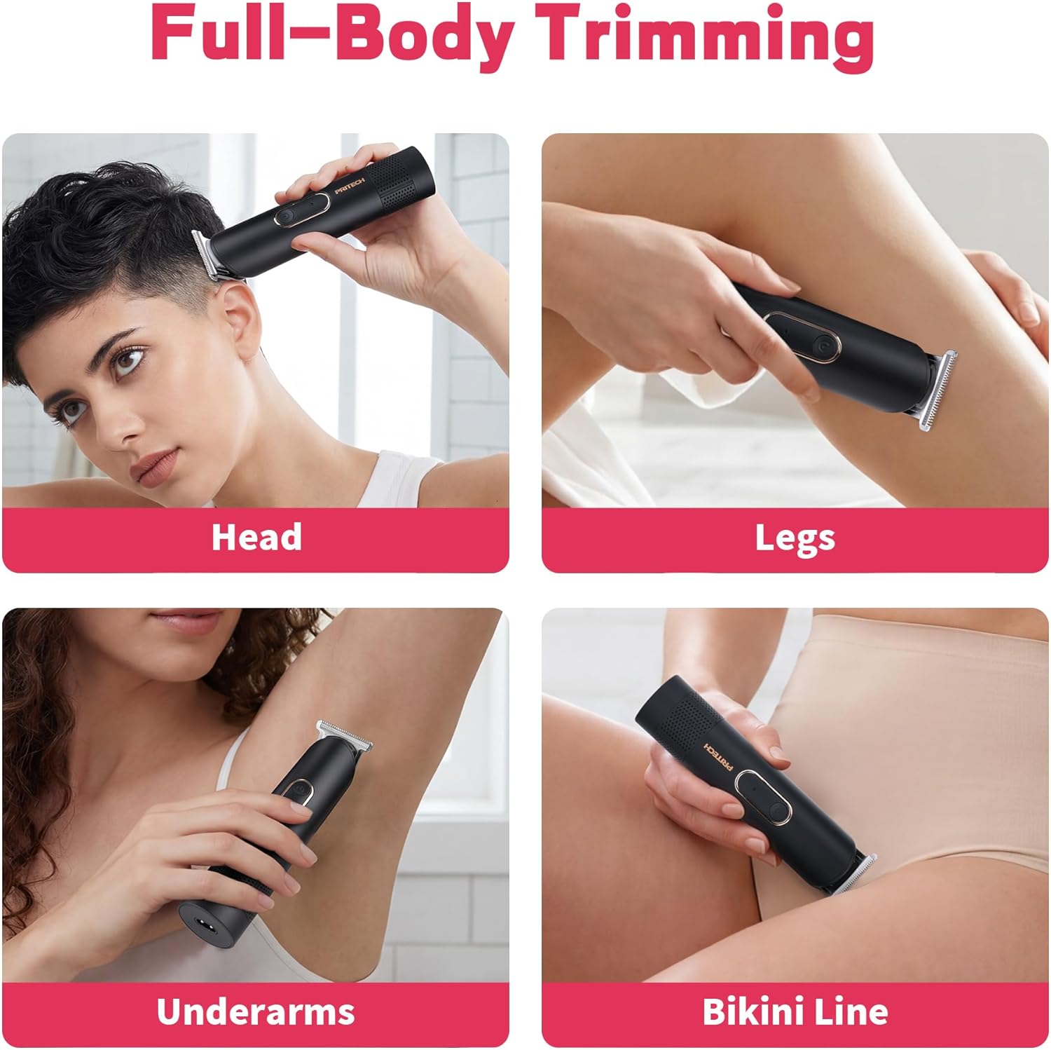 PRITECH Pubic Hair Trimmer Women - Rechargeable Bikini Trimmer for Women Pubic Hair, Wet&Dry Use, Pain-Free Electric Razor&Shaver with Standing Recharge Dock, Ideal Gift, Black - Image 6