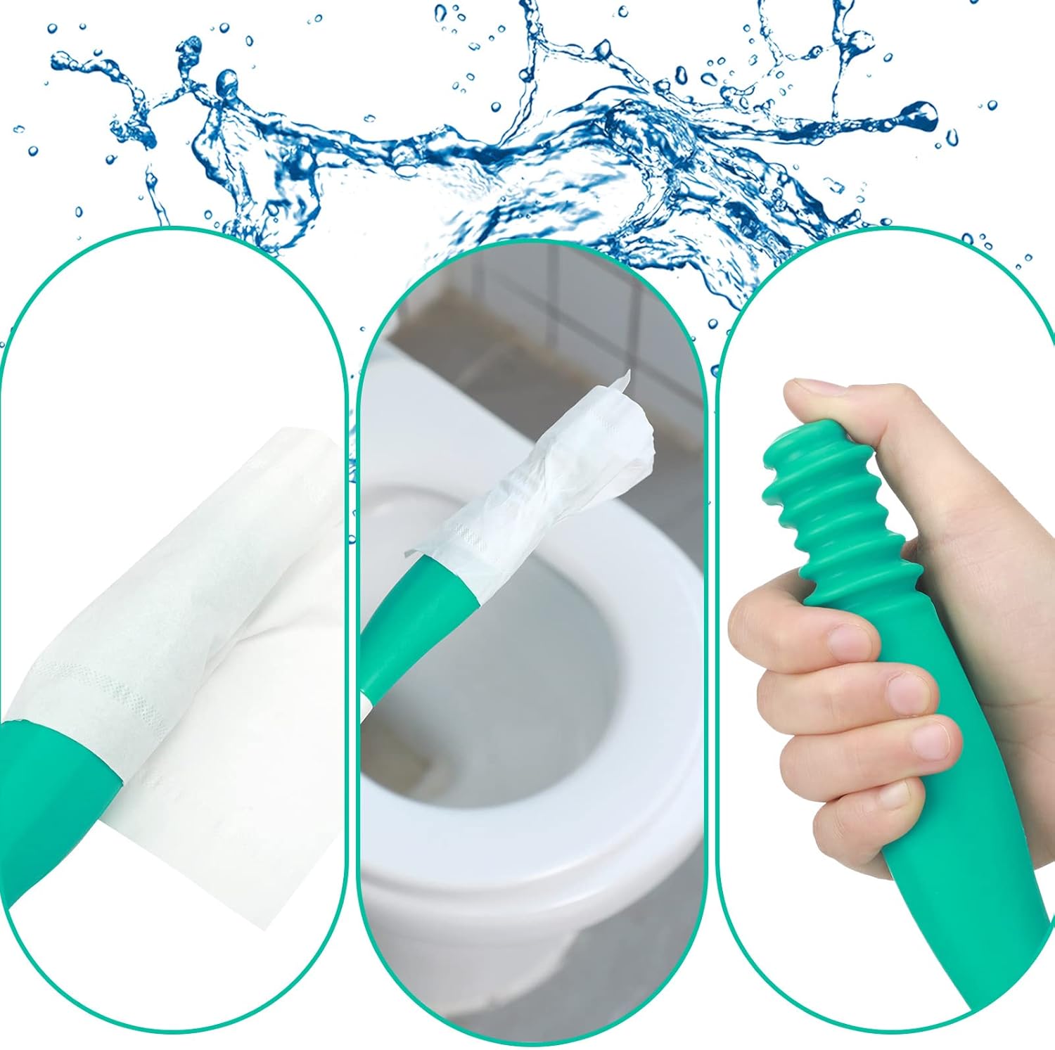 Meanplan 3 Pcs Toilet Aids Tools for Wiping and Bidet Body Brush Set Extended Reach Comfort Wiper Tools Elderly Assistance Butt Cleaner Shower Brush Travel Bidet Bathroom Aid for Disabled Pregnant - Image 5