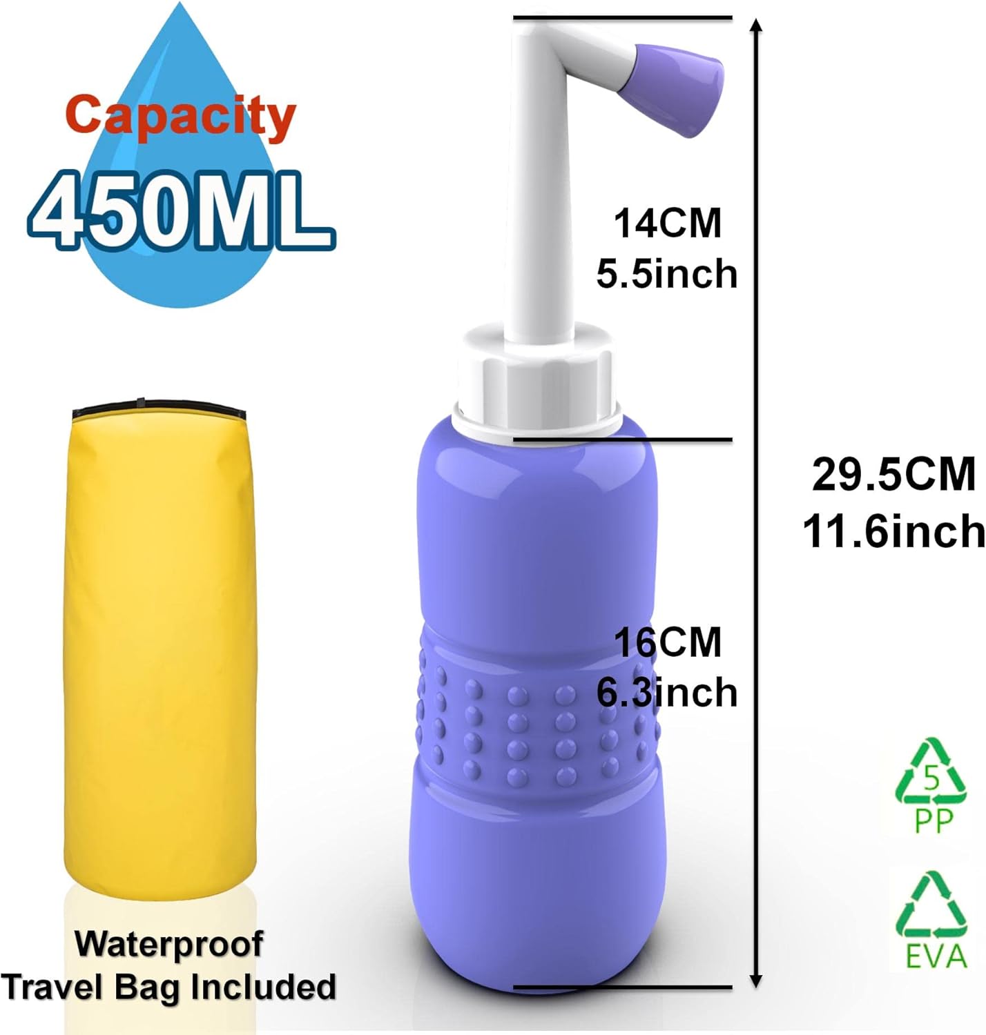 2 PCS Portable Bidet for Toilet, 450ml 15oz Handheld Travel Bidet, High Pressure Leakproof Personal Hygiene Bottle, Postpartum Perineal Cleaner for Women, Outdoor, Camping, Travel, Driver, Home Use - Image 2