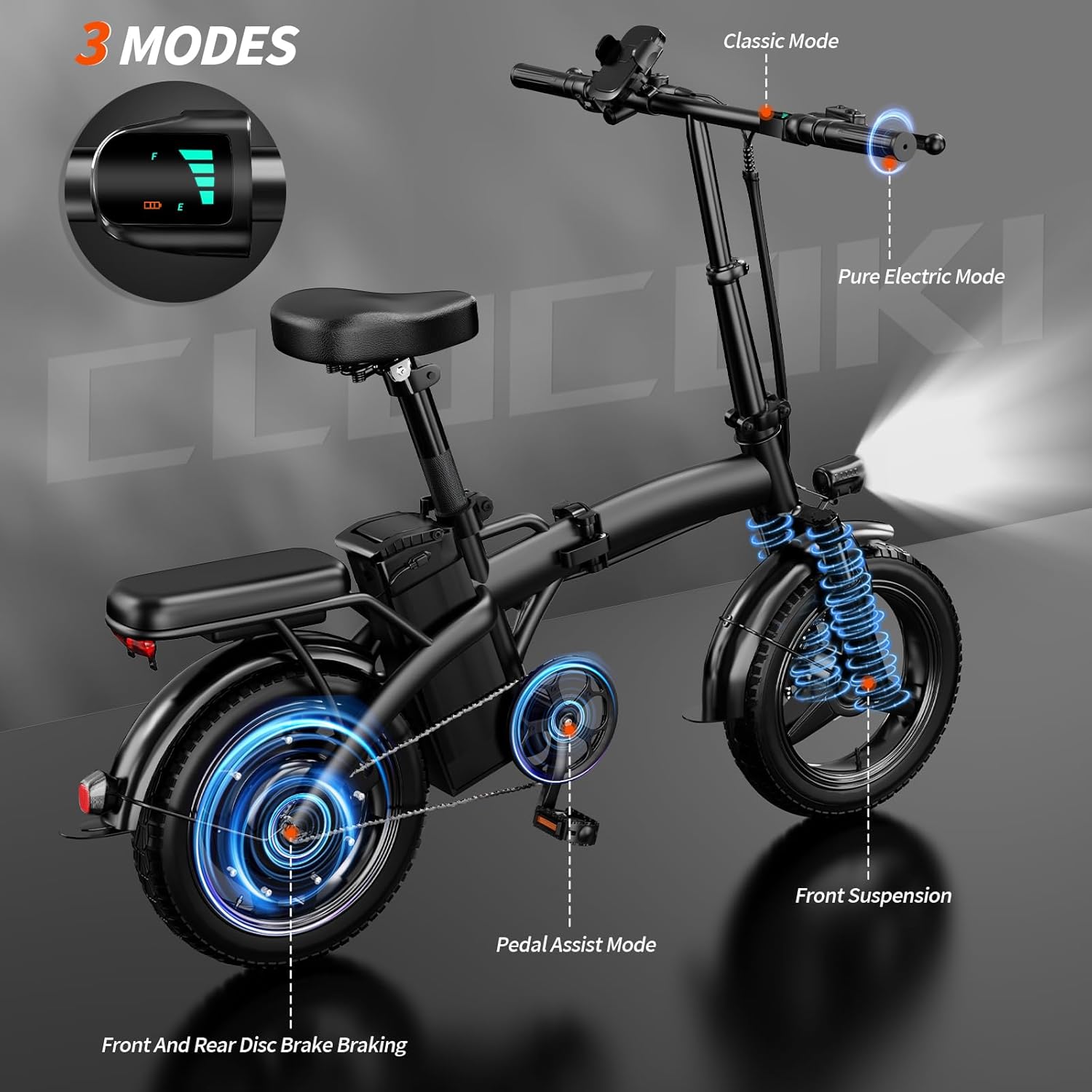 Folding Electric Bike for Adults, 500W Motor 25MPH & 35Miles Long Range, 14” Mini E-Bike with Removable 48V 576Wh Battery, UL Certified Electric Bicycle for Commuting & Teens - Image 3