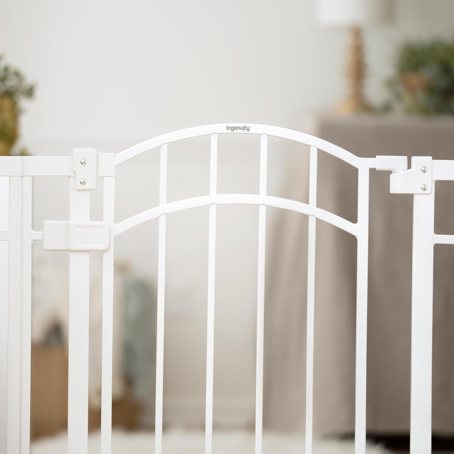 Ingenuity Decorative Extra Tall Baby Gate & Dog Gate, 28.5"-48" Wide, 36" Tall, Hardware or Pressure Mounted, Install on Top or Bottom of Stairs, Banister, or Doorway - White - Image 12