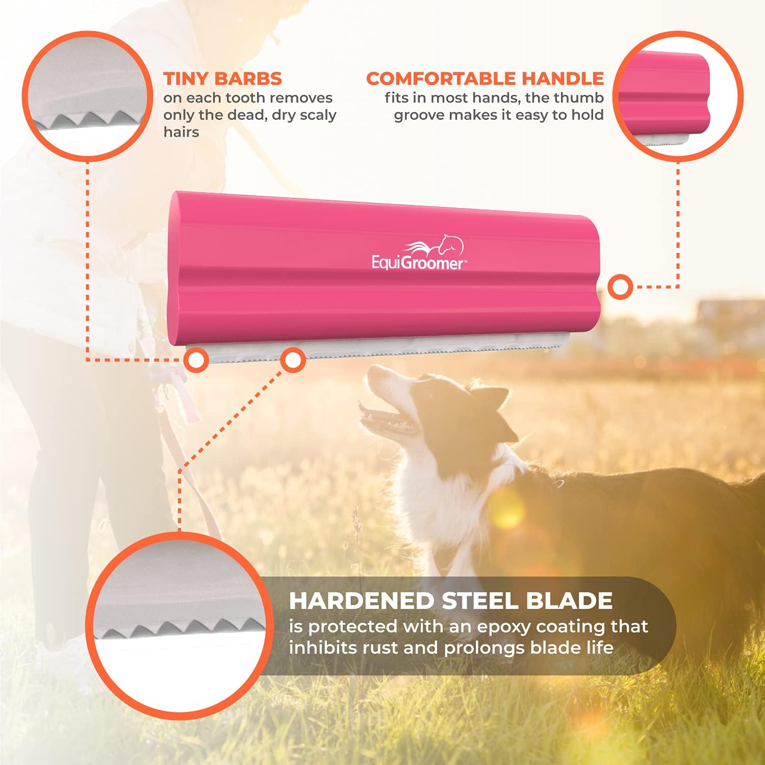 EasyGroomer Deshedding Brush for Dogs & Cats – Undercoat Grooming Tool for Short & Long Hair, Removes Loose Fur & Dirt, Reduces Shedding for Small & Large Pets, Pink - Image 4