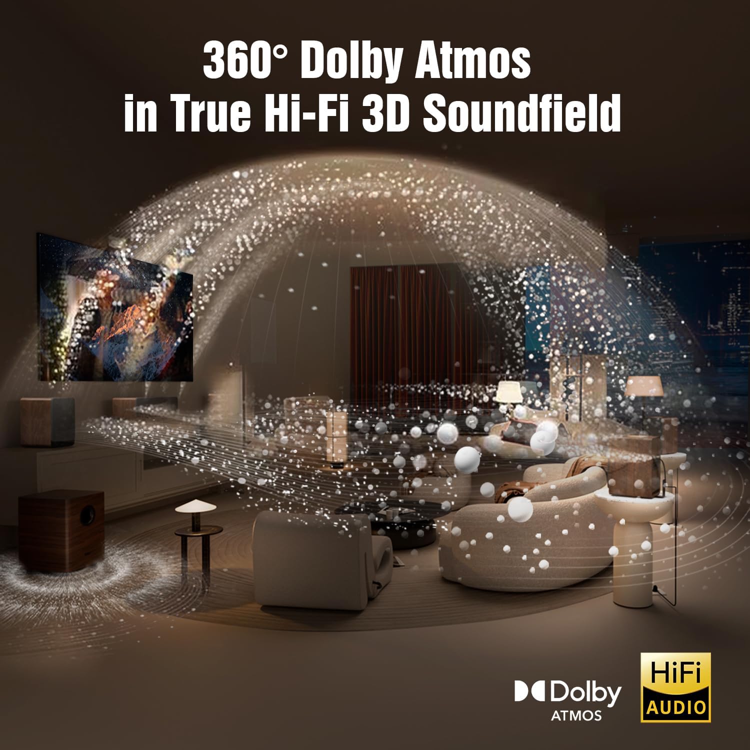 True 5.1.4 Hi-Fi Surround Sound System with Dolby Atmos, 900W Home Theater Sound Bar for Smart TV, Center Channel Speaker with 4 Surrounds, 25Hz Subwoofer, Hi-Fi Grade Crossover, Soundbar eARC, BT 5.4 - Image 5
