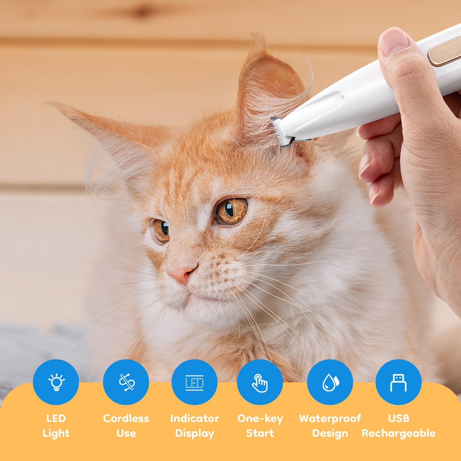 Mcbazel Pet Micro Precision Trimmer, Multifunctional Pet Hair Trimmer Waterproof Rechargeable Shaver with LED Light for Paws Eyes Ears Face Buttocks for Small Dogs and Cats,50dB Quiet Shave. - Image 2