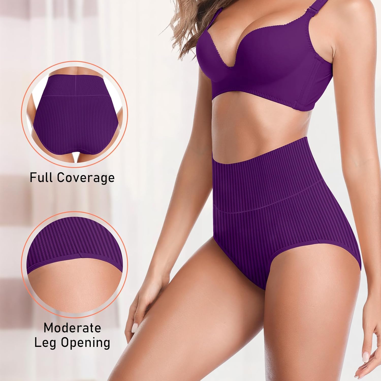 Women's High Waist Cotton Underwear Super Stretchy Briefs Full Coverage Panties Soft Women Panties 5-Pack - Image 4