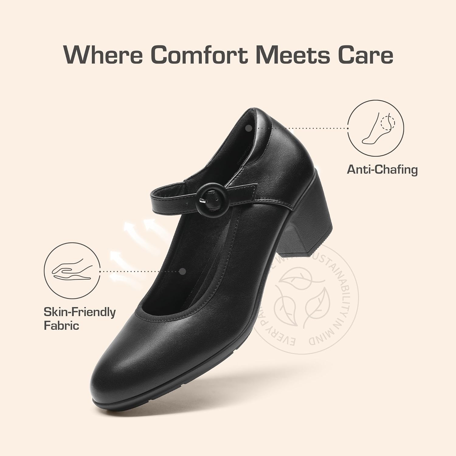 DREAM PAIRS Mary Jane Shoes Women Low Chunky Heels Closed Toe Pumps Comfortable Work Business Dress Shoes - Image 7