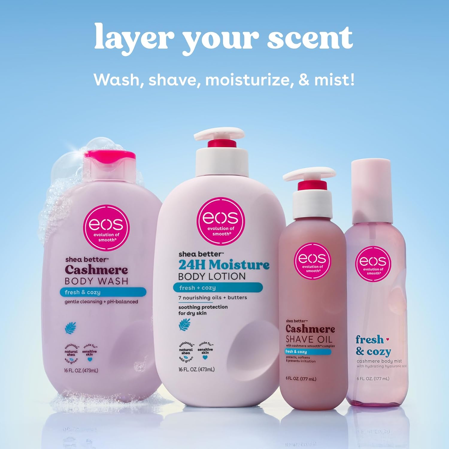 eos Cashmere Shave Oil – Fresh & Cozy, Moisturizing Shave Oil with Shea Butter & Glycerin, Helps Prevents Irritation & Razor Burn, Vegan, 6 fl oz - Image 8