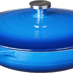 Lodge Essential Enamel Braiser – Refrigerator- & Oven-Safe up to 500° F – Heat-Retaining, Induction-Safe & PFAS-Free Enamel Cookware – 3.5 Quart, Caribbean Blue