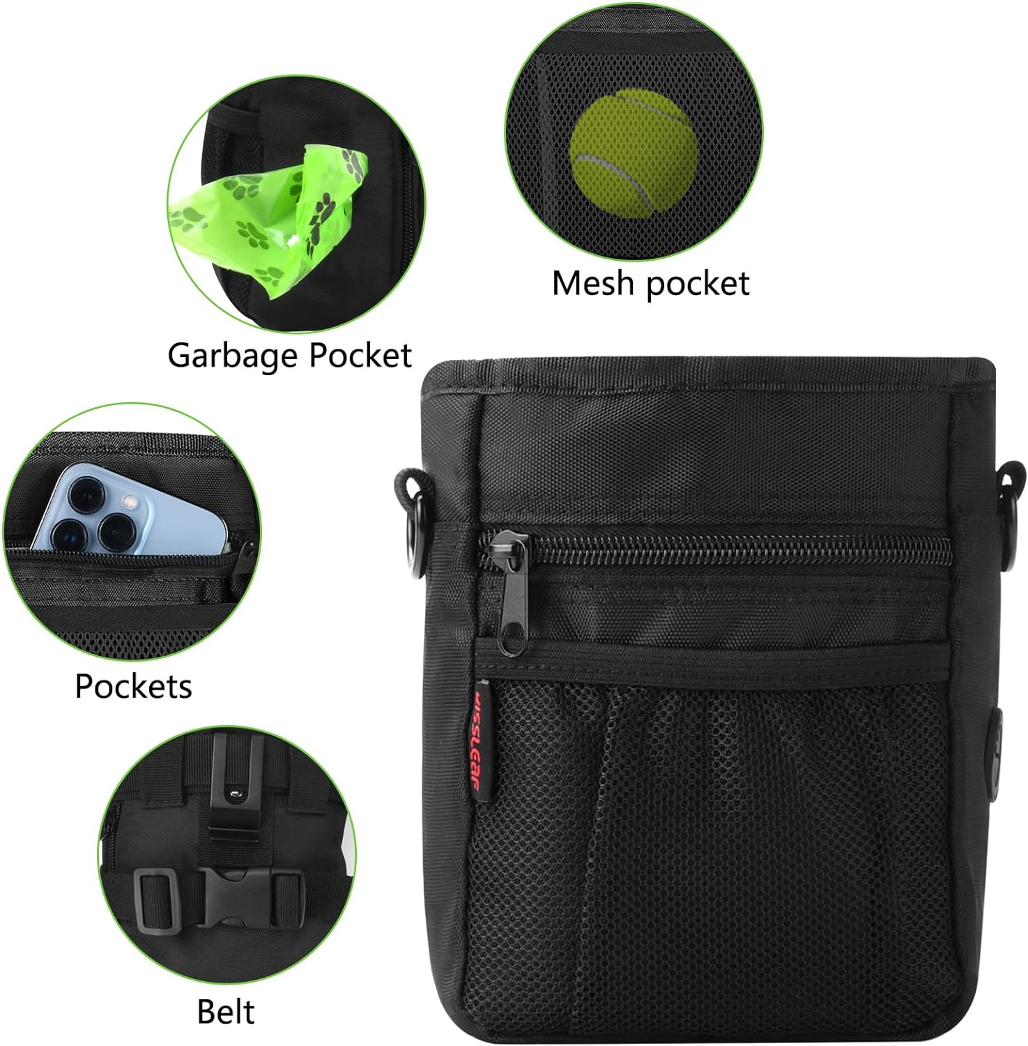 kissleaf Dog Treat Pouch with Magnetic Closure, Treat Pouches for Pet Training, Large Dog Treat Training Pouch and Dog Clicker, Dog Training Treat Pouch Built-in Poop Bag Dispenser, Hands-Free Snack - Image 3