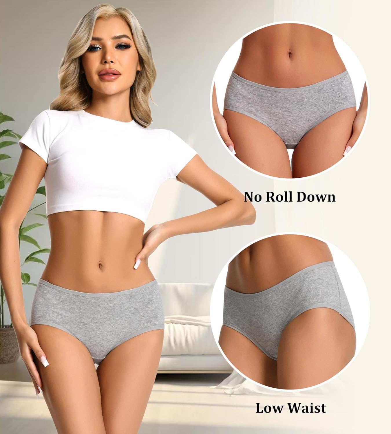dmuveo Womens Underwear Cotton Soft Hipster Full Coverage Ladies Stretch Panties (Regular & Plus Size) - Image 5