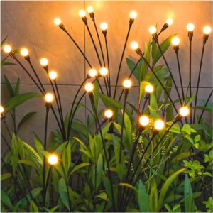 TONULAX Solar Garden Lights – Upgraded Solar Swaying Light, Sway by Wind, Outdoor Lights, Yard Patio Pathway Decoration, High Flexibility Iron Wire & Heavy Bulb Base, Warm White(2 Pack)