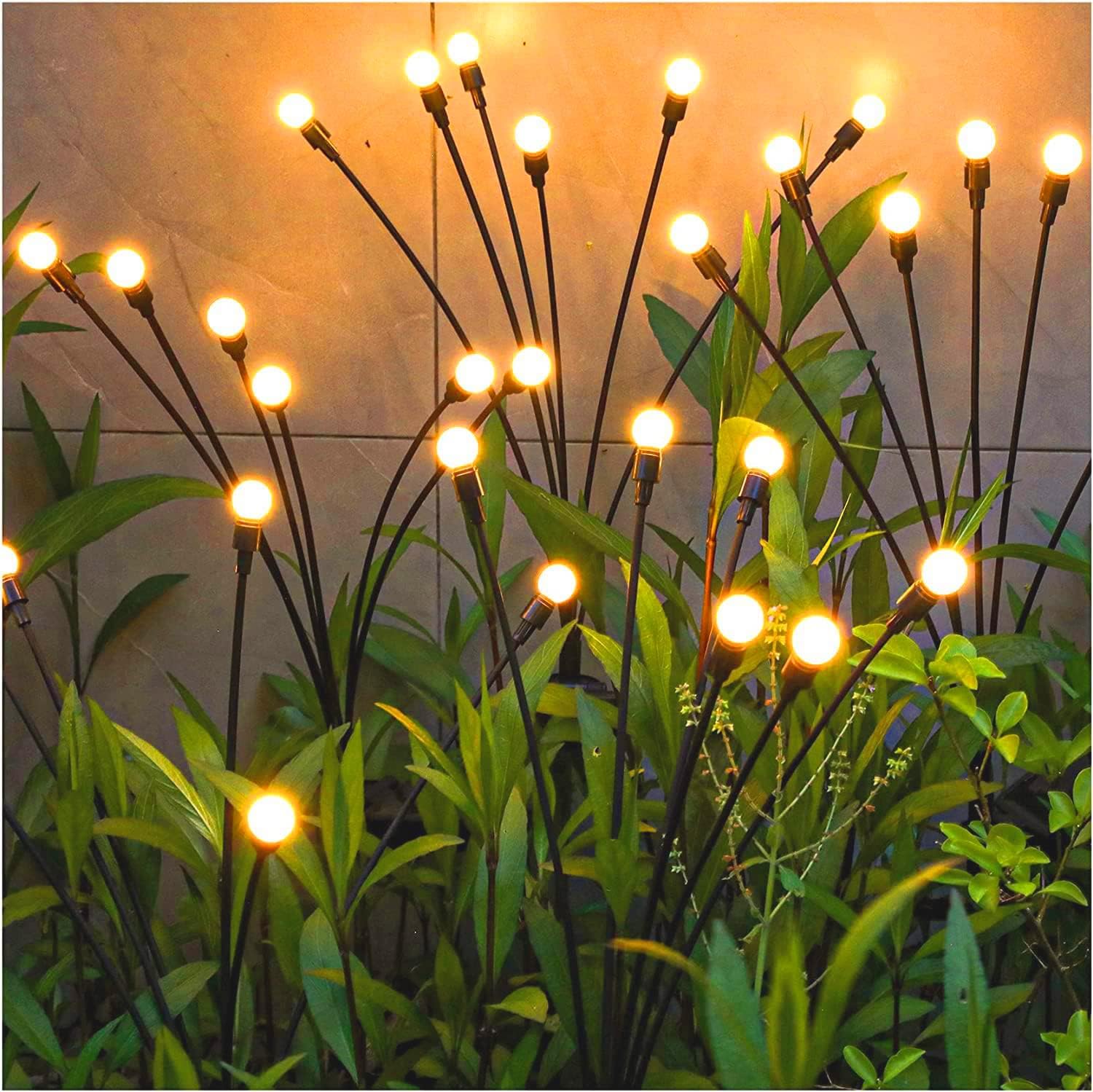 TONULAX Solar Garden Lights - Upgraded Solar Swaying Light, Sway by Wind, Outdoor Lights, Yard Patio Pathway Decoration, High Flexibility Iron Wire & Heavy Bulb Base, Warm White(2 Pack)