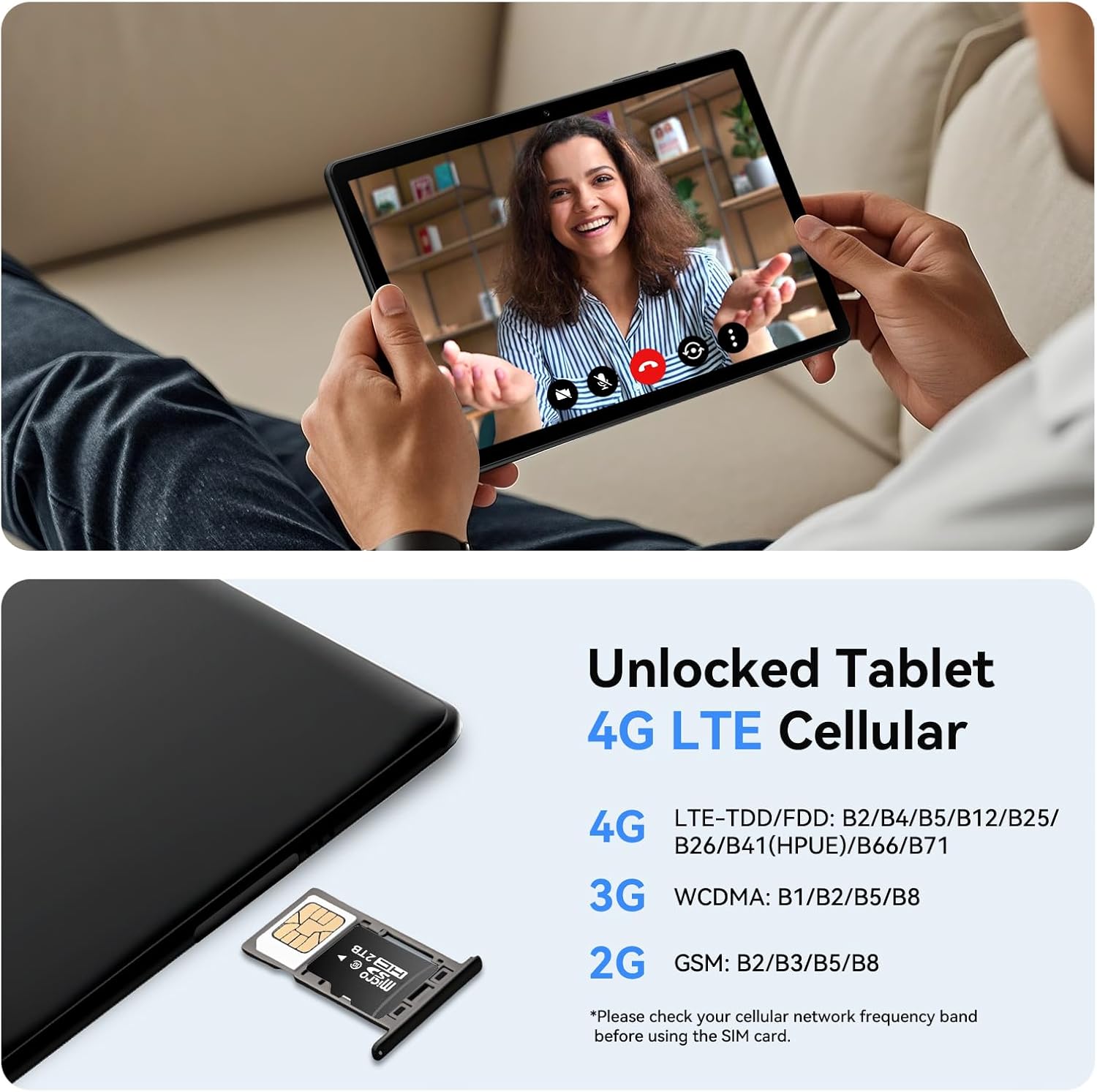 Topsand 10 Inch Android 15 Tablet with SIM Card Slot Uncloked,4G Cellular Tablet Phone, Octa-Core, 12GB+64GB, 2TB Expandable, Dual Cameras, 2.4G/5G WiFi, BT5.0, GPS (Case Included) - Image 3
