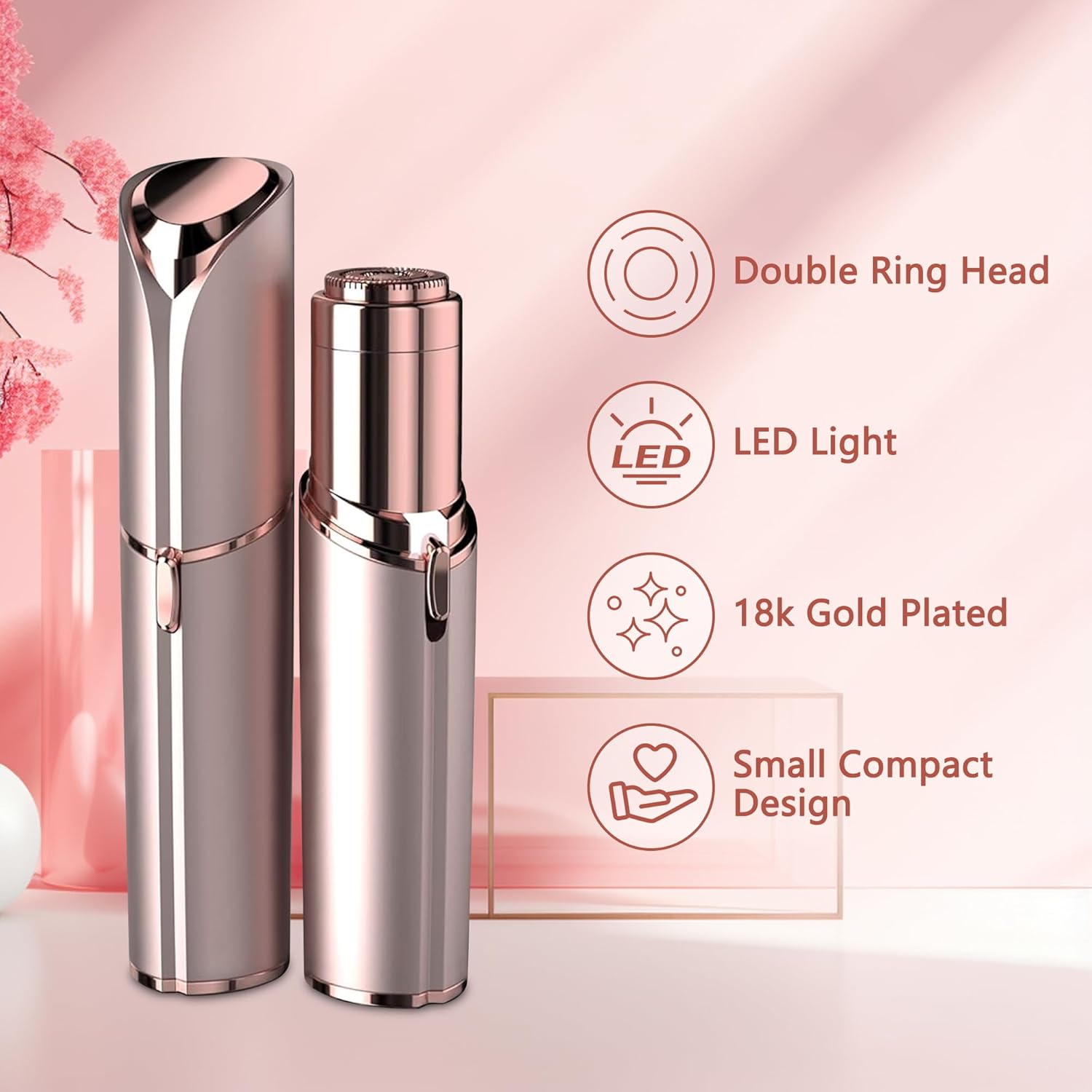 Facial Hair Remover for Women - as Seen on TV Painless Face Shaver - Electric Hair Removal Device for Face Lips Peach Fuzz with Light (White) - Image 2