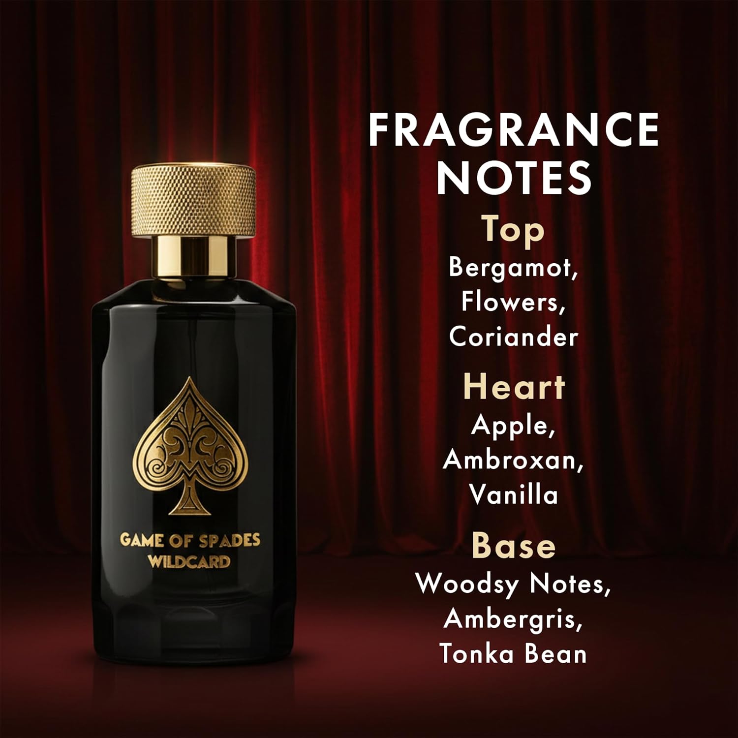 Jo Milano Game of Spades Wildcard Parfum Spray | 3.4 oz (100ml) | Vanilla, Apple, Tonka, Oud Wood, Bergamot Scent | Long Lasting Fragrance for Men - Image 2