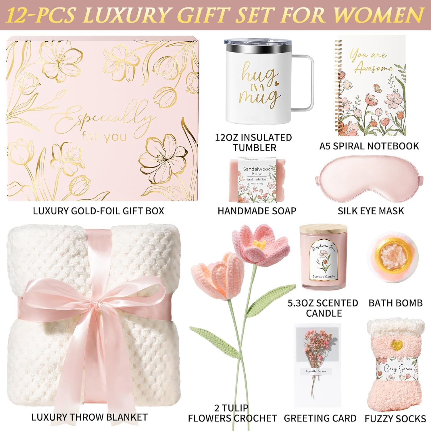 Mothers Day Birthday Gifts for Women Self Care Package, Get Well Soon Gift Baskets for Women Spa Gifts Set, Unique Thinking of You Inspirational Sympathy Gift Baskets for Mom Her Wife Friend Sister - Image 2