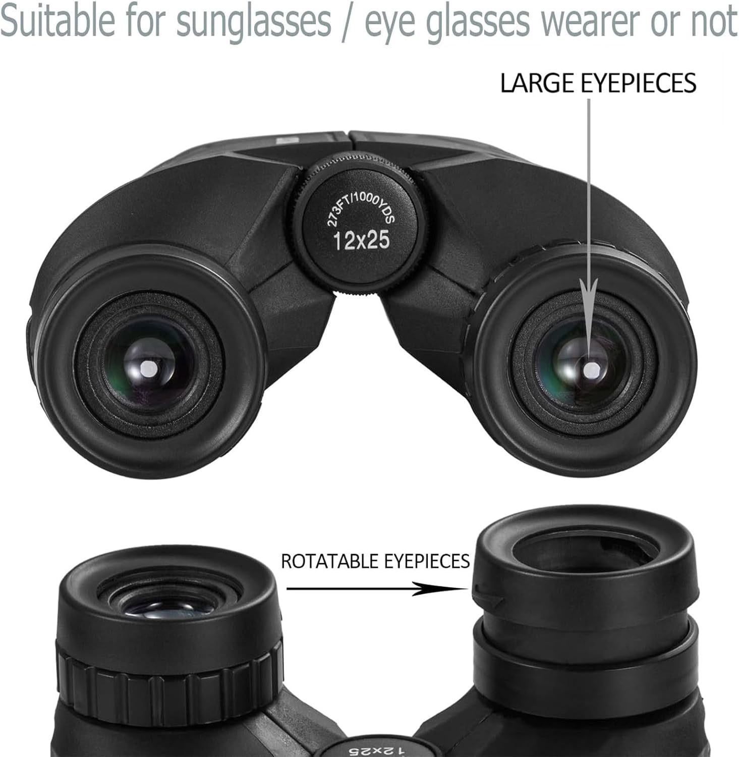 Occer 12x25 Compact Binoculars for Adults and Kids, Large Eyepiece Waterproof Binocular with Low Light Vision,High Powered Easy Focus Binoculars for Bird Watching,Outdoor Hunting,Travel,Sightseeing - Image 3