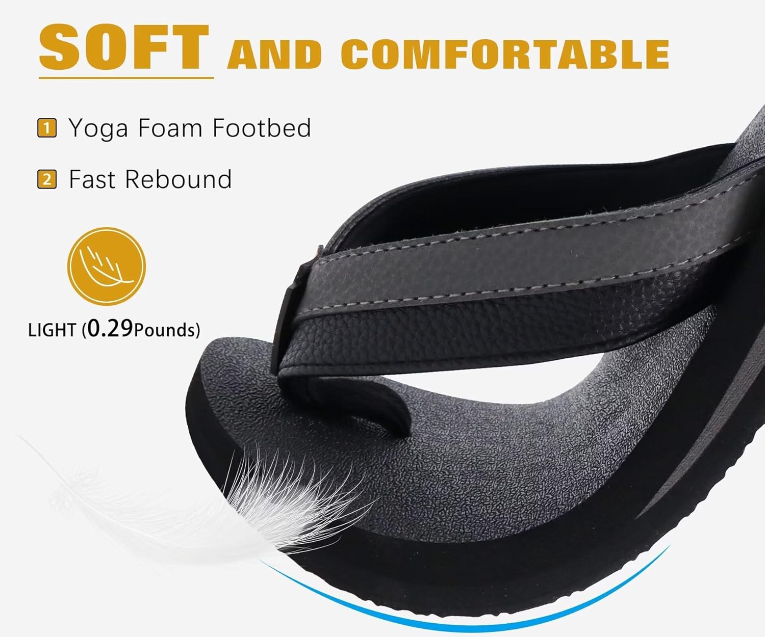KuaiLu Men's Yoga Mat Leather Flip Flops with Arch Support Comfortable Cushion Walking Thong Sandals Slip On Indoor Outdoor - Image 4