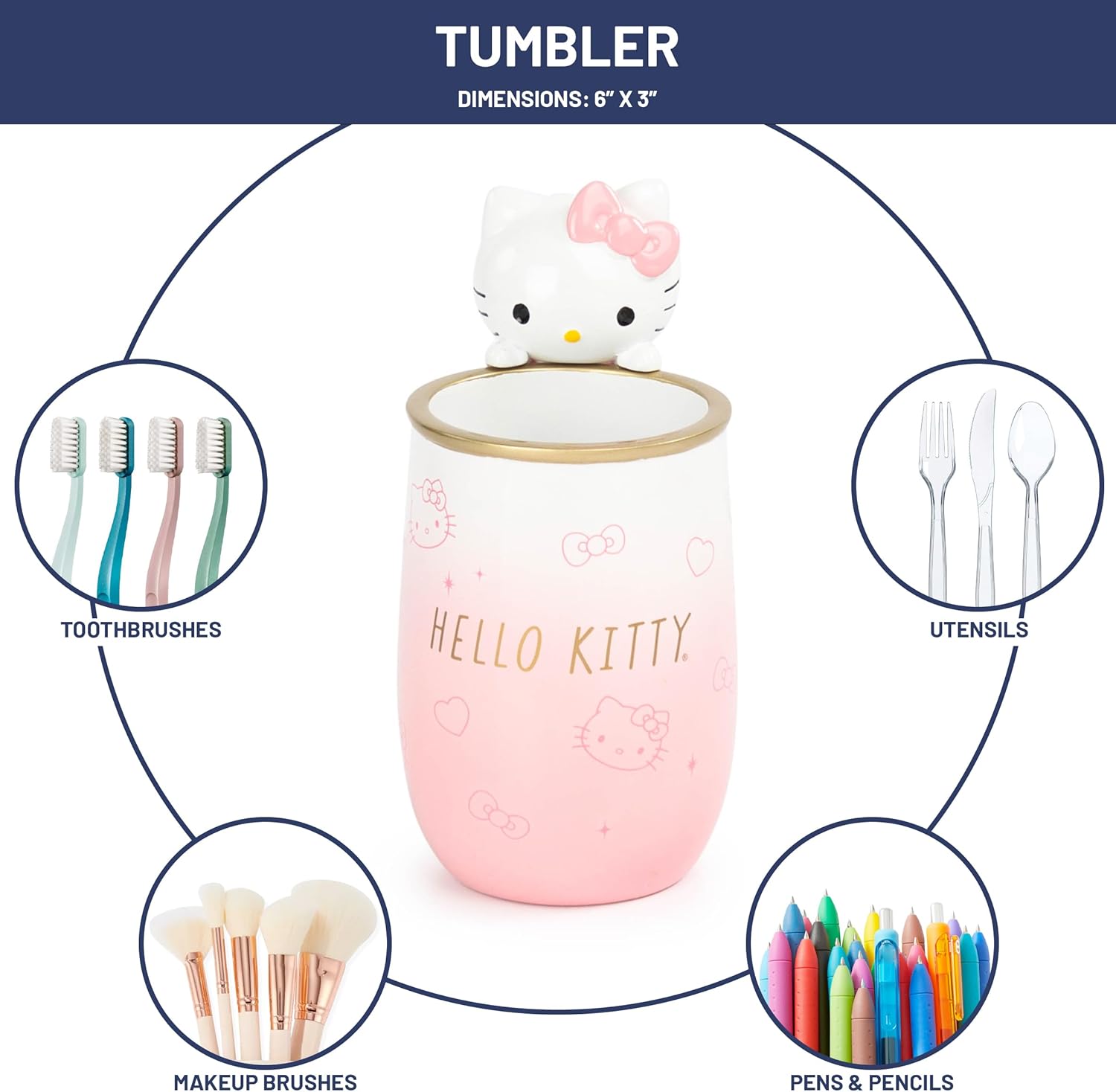 Jay Franco Hello Kitty Tumbler and Soap Dispenser Set - 2 Piece Pink Collection Includes Resin Lotion Pump and Cup - Bathroom Décor - Image 3