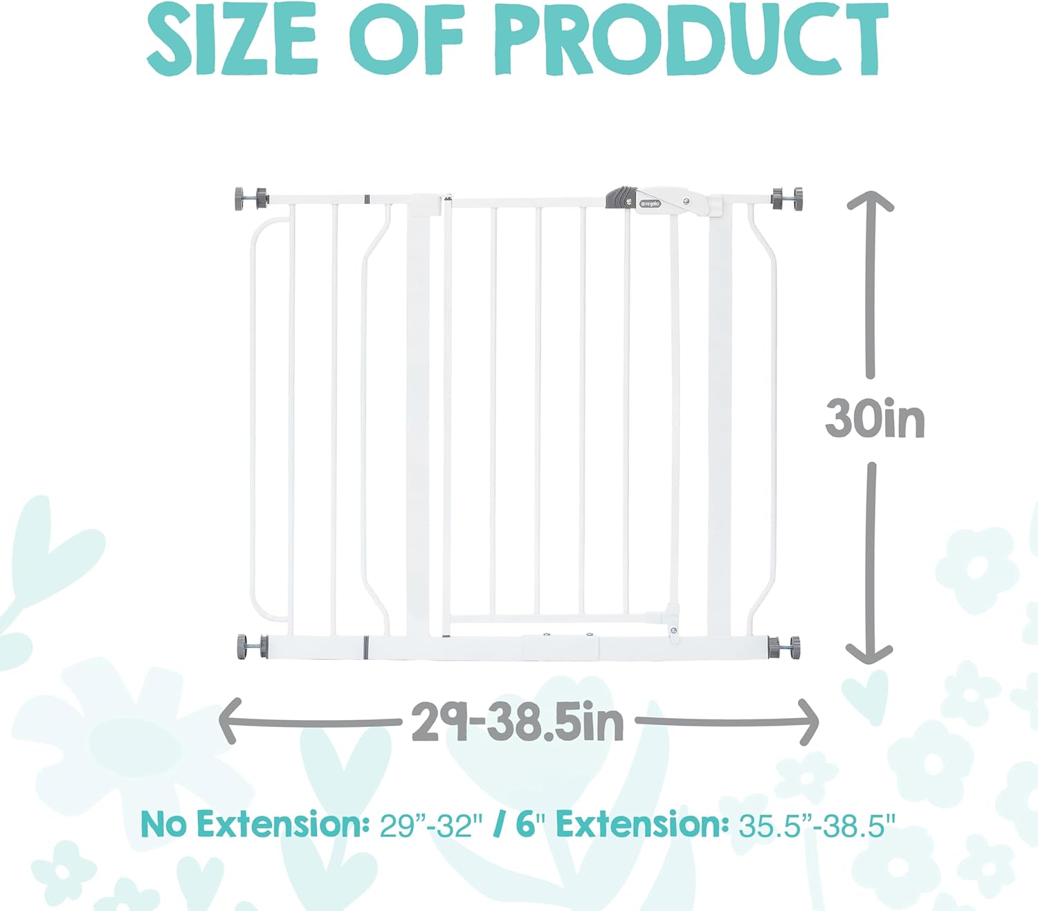 Regalo Safety 29-38.5" Baby Gate for Doorways & Bottom of Stairs, Pressure Mounted Baby Gate with Door for Babies, Toddlers & Pets, Tested & Safe for 30 Years, American Designed, American Owned, White - Image 2
