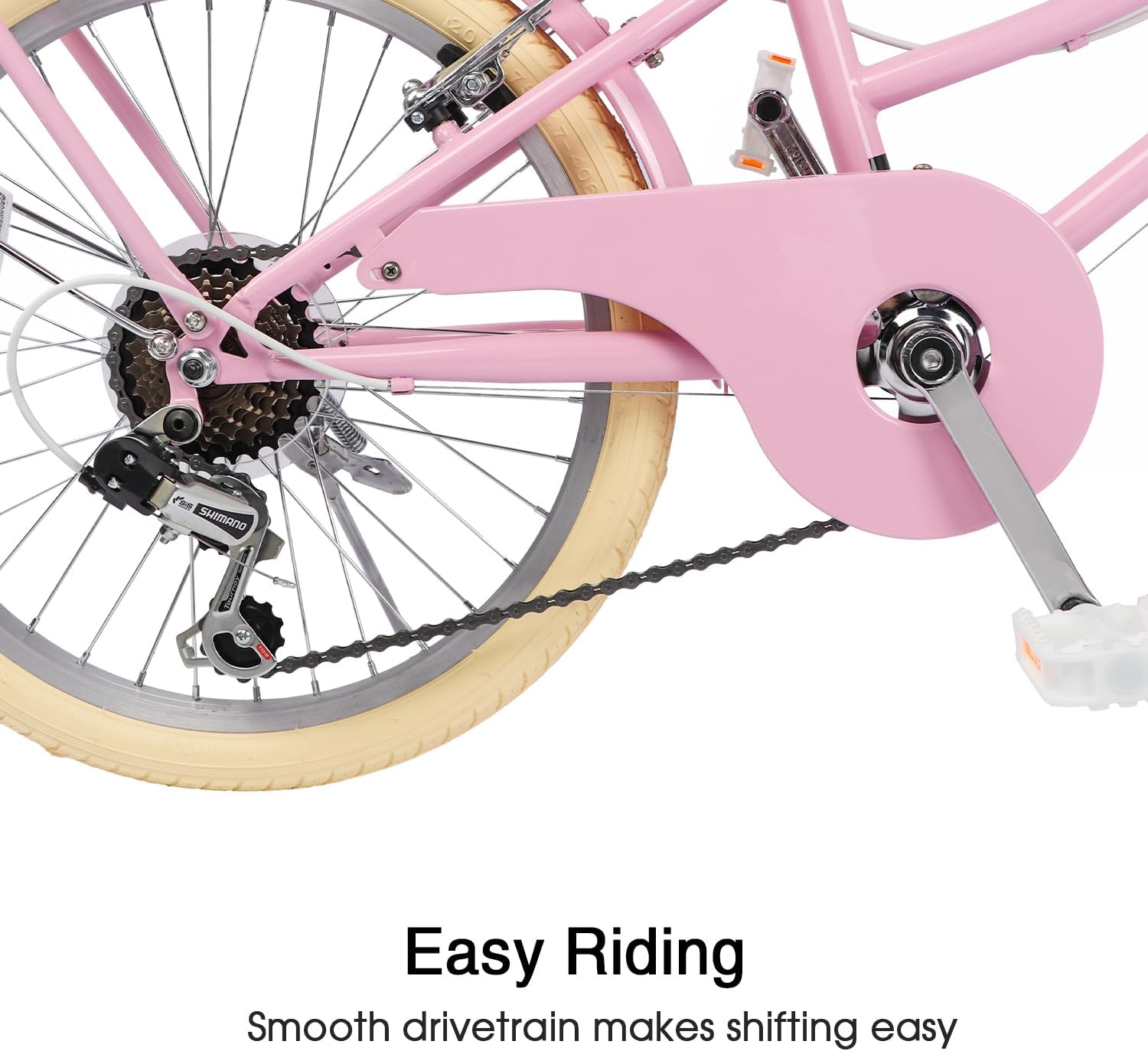 Glerc 20 24 26 Inch Beach Cruiser Bike, 6-Speed Hybrid City Bicycle for Girls Youth and Over 6 Years Old, Missy Bike with Wicker Basket & Lightweight, Multiple Colors - Image 7