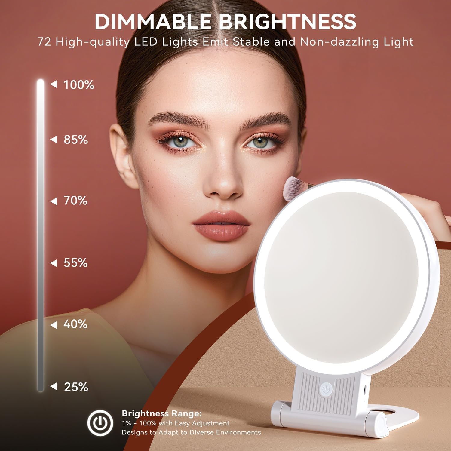 Auxmir 1X/30X Magnifying Mirror with Light, Double Sided Makeup Mirror with Adjustable 3 Color Light, 2000mAh Rechargeable Lighted Magnifying Mirrors with Tweezer, Foldable Travel Mirror with Rotation - Image 5