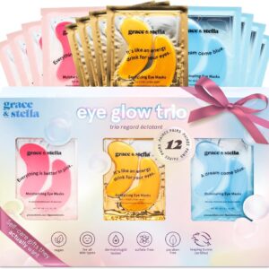grace & stella Under Eye Patches (12 pairs) Eye Masks for Puffy Eyes and Dark Circles – Graduation Gifts for Teens, Birthdays, Bachelorette Party Favors, Self Care Gifts for Women – Vegan Cruelty-Free