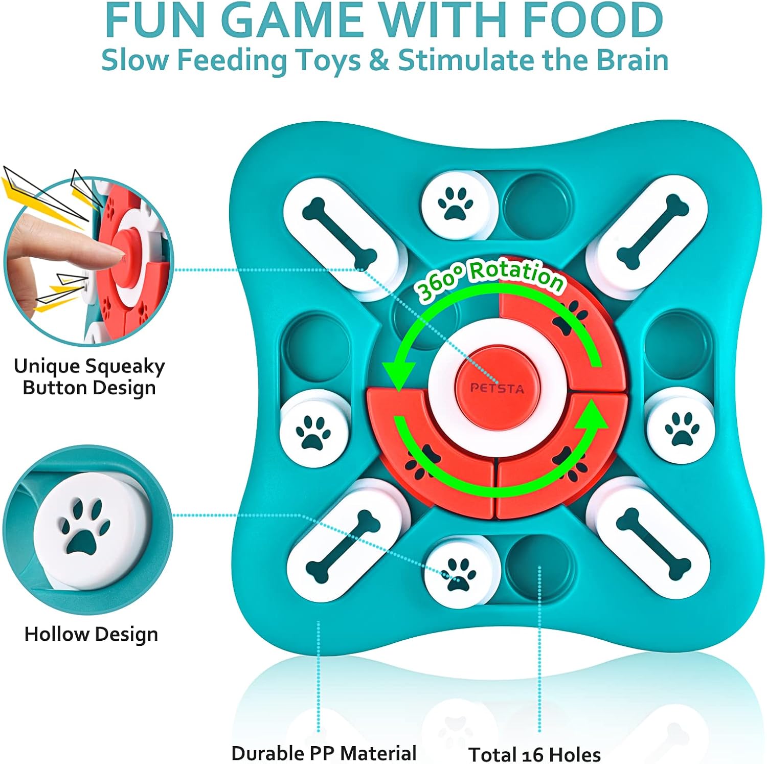 PETSTA Dog Puzzle Toys, Treat Dispensing Dog Enrichment Toys for IQ Training and Brain Stimulation, Interactive Mentally Stimulating Toys as Gifts for Puppies, Cats, Dogs - Image 4