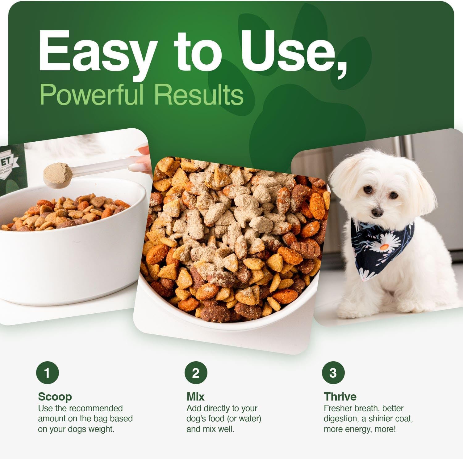 Human-Grade Superfood For Dogs, Premium Greens Powder Supplement For Dental Health, Longevity, Hip & Joint, Gut Health, Allergies, Immune Support, Skin & Coat - 3.5 oz Nutrient Dense Formula - Image 4