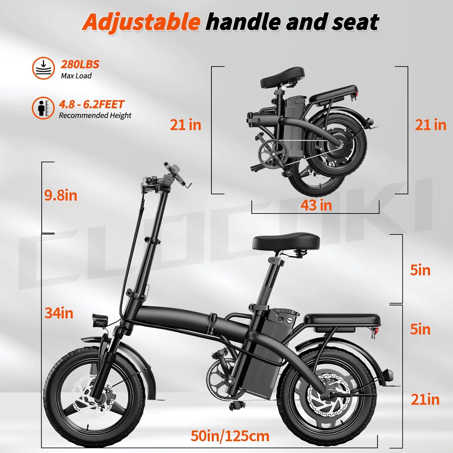 Folding Electric Bike for Adults, 500W Motor 25MPH & 35Miles Long Range, 14” Mini E-Bike with Removable 48V 576Wh Battery, UL Certified Electric Bicycle for Commuting & Teens - Image 6