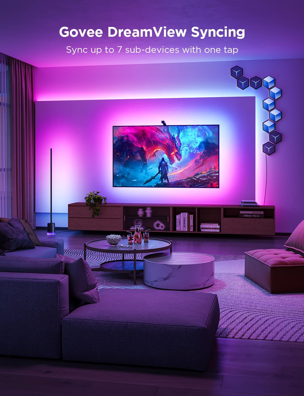 Govee TV Backlight 3 Lite with Fish-Eye Correction Function Sync to 55-65 Inch TVs, 11.8ft RGBICW Wi-Fi LED Strip Lights with Camera, 4 Colors in 1 Lamp Bead, Voice and APP Control, Adapter - Image 5