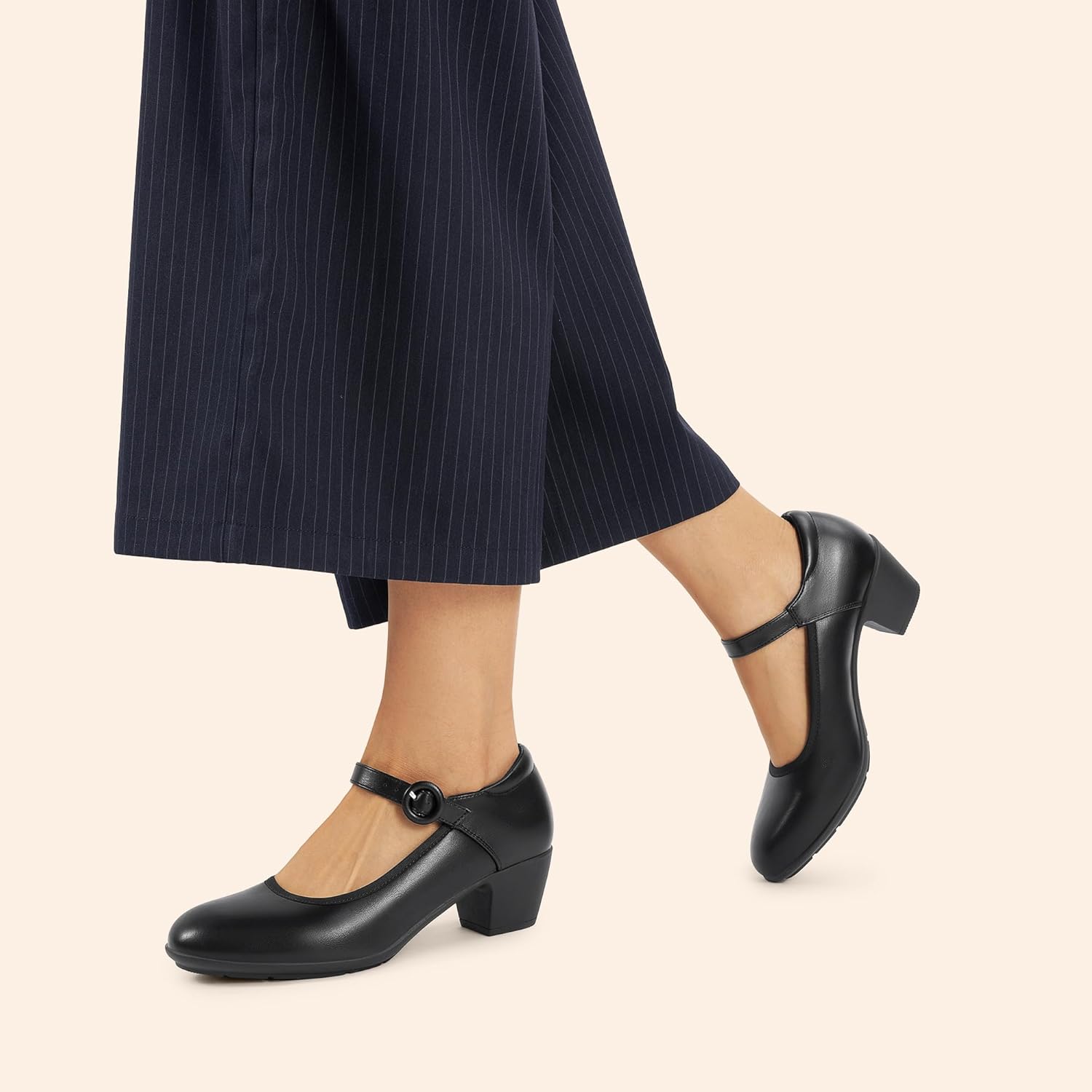 DREAM PAIRS Mary Jane Shoes Women Low Chunky Heels Closed Toe Pumps Comfortable Work Business Dress Shoes - Image 2