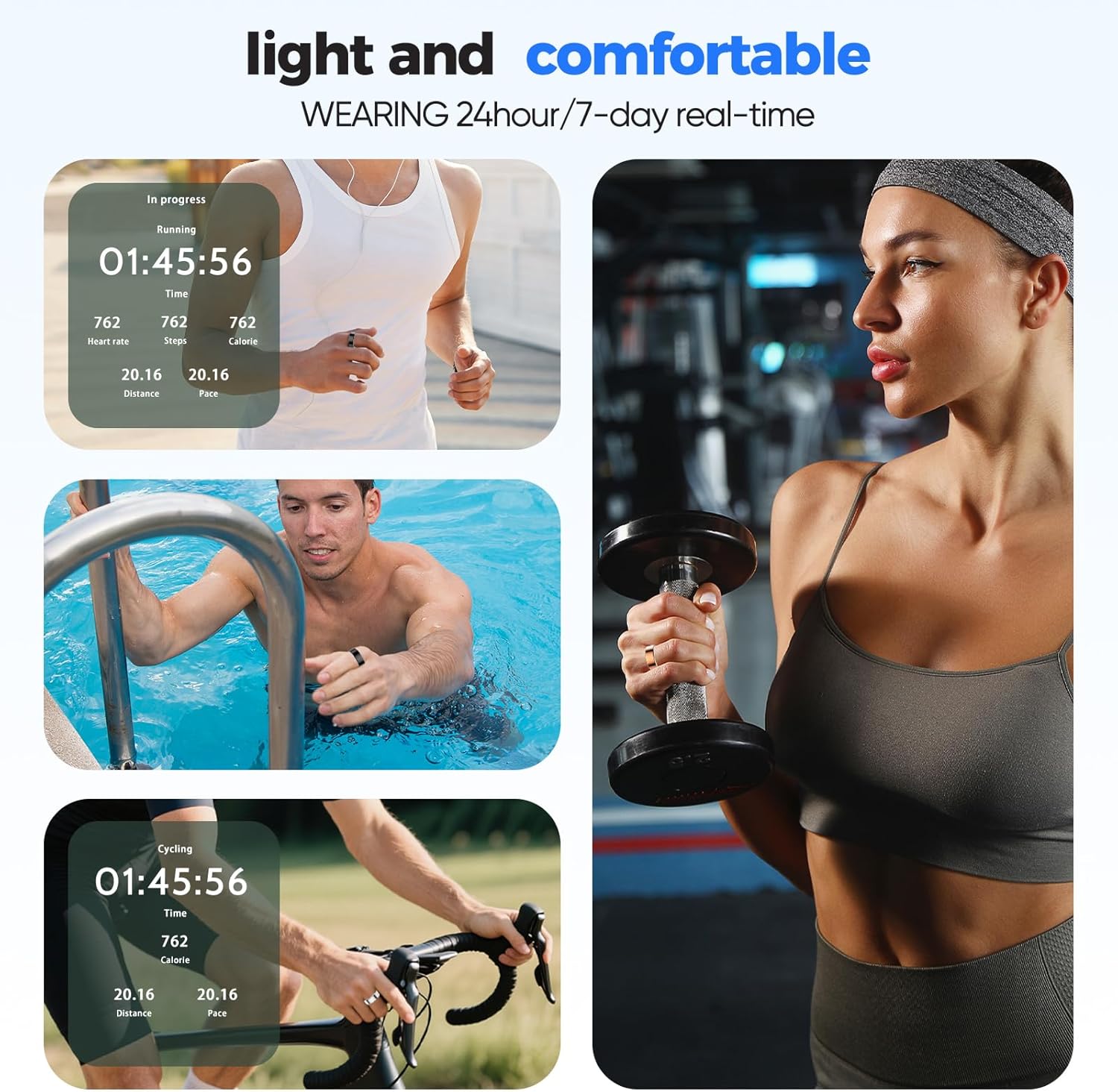 Smart Ring Health Tracker - IP68 Water Resistance, Sleep & Exercise Monitoring, iOS & Android Compatible, Long Lasting Battery Life, No Subscription Required, Unisex for Women & Men (Black, 10) - Image 6