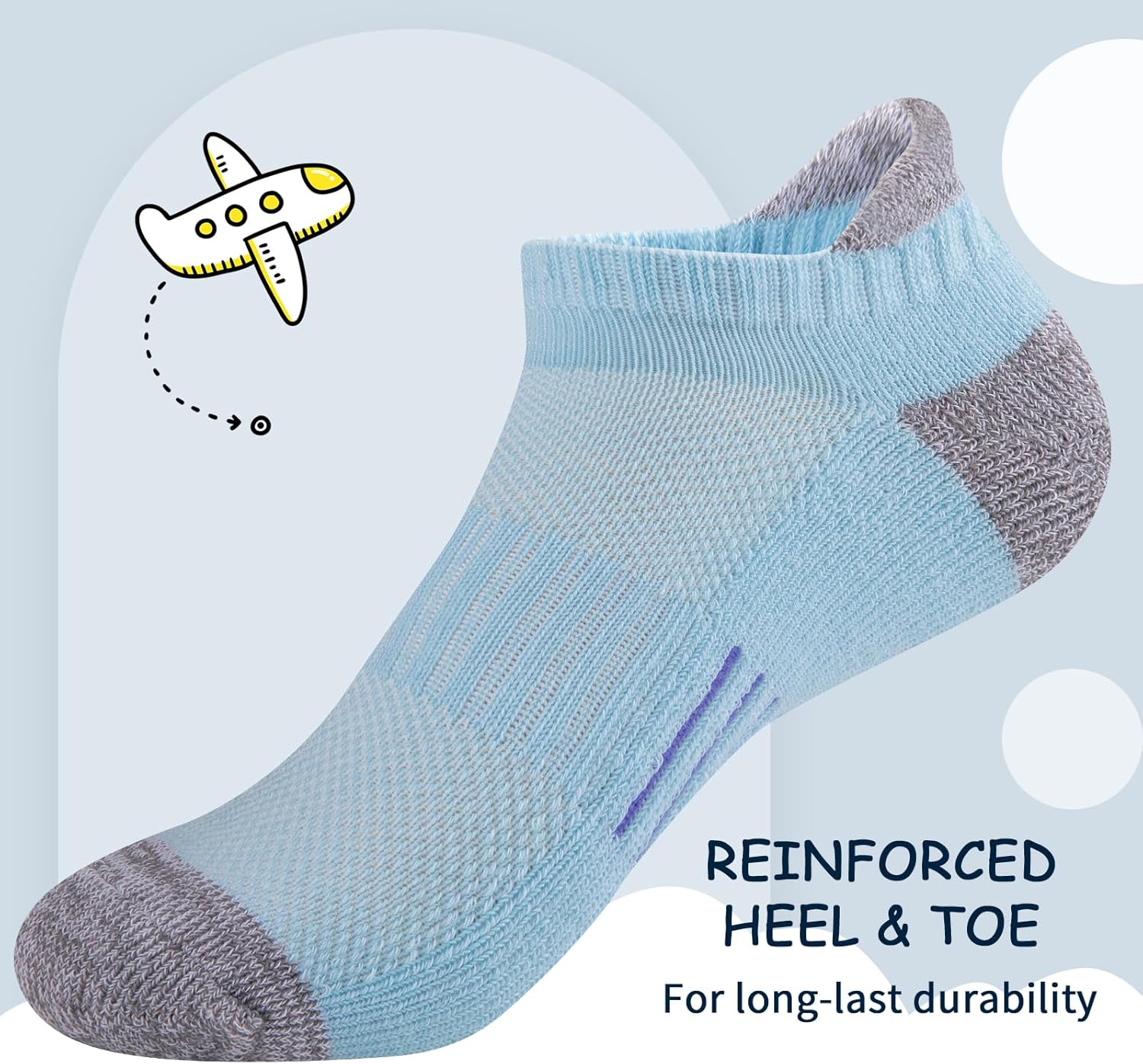 Comfoex Girls Socks Ankle Athletic Socks For Kids 4-6 6-8 8-10 Years Old Short Socks With Cushioned Sole 8 Pairs - Image 3