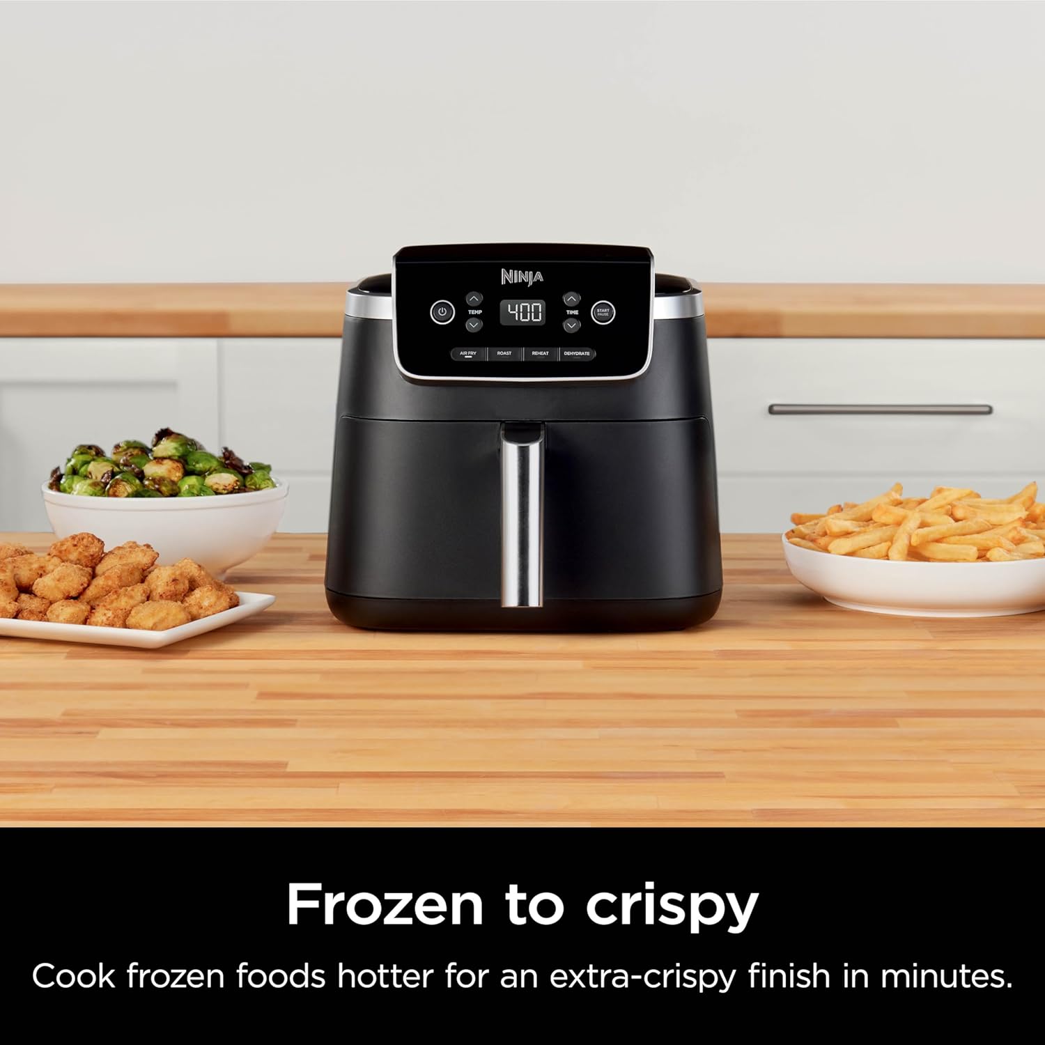 Ninja Air Fryer with Air Crisp | 5 QT Capacity fits up to 4lbs of Fries | 4-in-1 Pro Air Fry, Roast, Reheat, Dehydrate | 400°F Max Temp | 1750 Watts | W/Nonstick Basket & Crisper Plate | Grey | AF141 - Image 6
