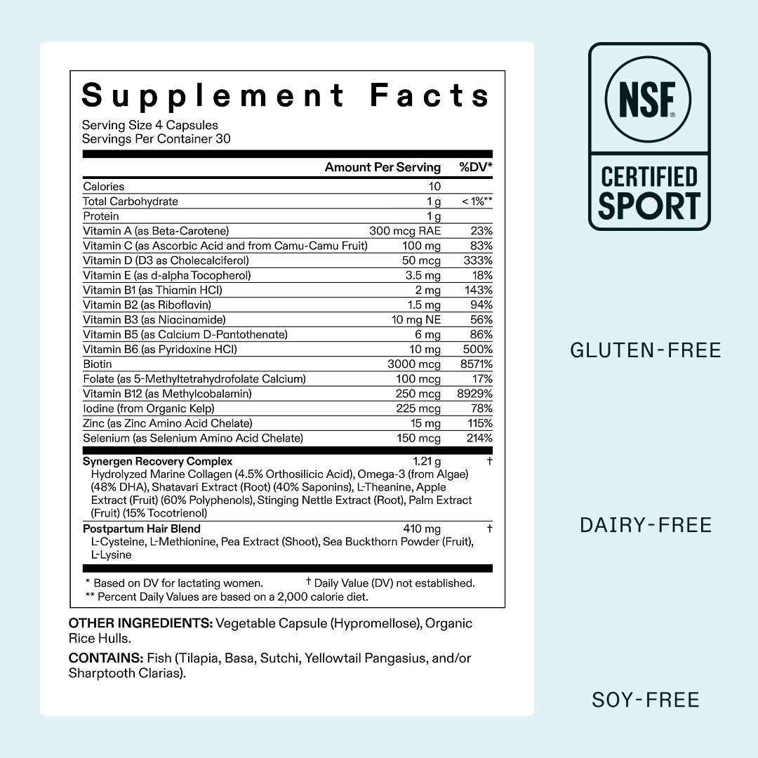 Nutrafol Postpartum Hair Growth Supplements, Clinically Tested for Visibly Thicker Hair and Less Shedding, Breastfeeding-Friendly - 2 Month Supply, 2 Refill Pouches - Image 6