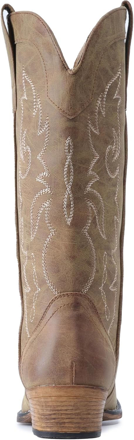 IUV Cowboy Boots for Women Mid Calf Fashion Cowgirl Boots with Embroidery Western Snip Toe - Image 6