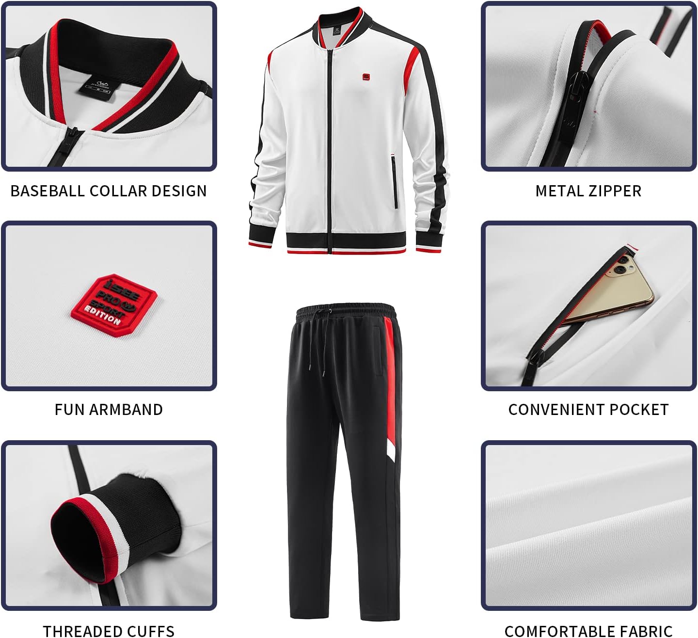 W JIANWANG Men's Casual Tracksuits Long Sleeve Jogging Suits Sweatsuit Sets Track Jackets and Pants 2 Piece Outfit - Image 3
