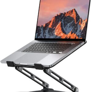LOXP Adjustable Laptop Stand for Desk, Metal Foldable Laptop Riser, Portable Ventilated Cooling Lectern, Ergonomic Computer Notebook Stand Compatible with 10-15.6″ Laptops