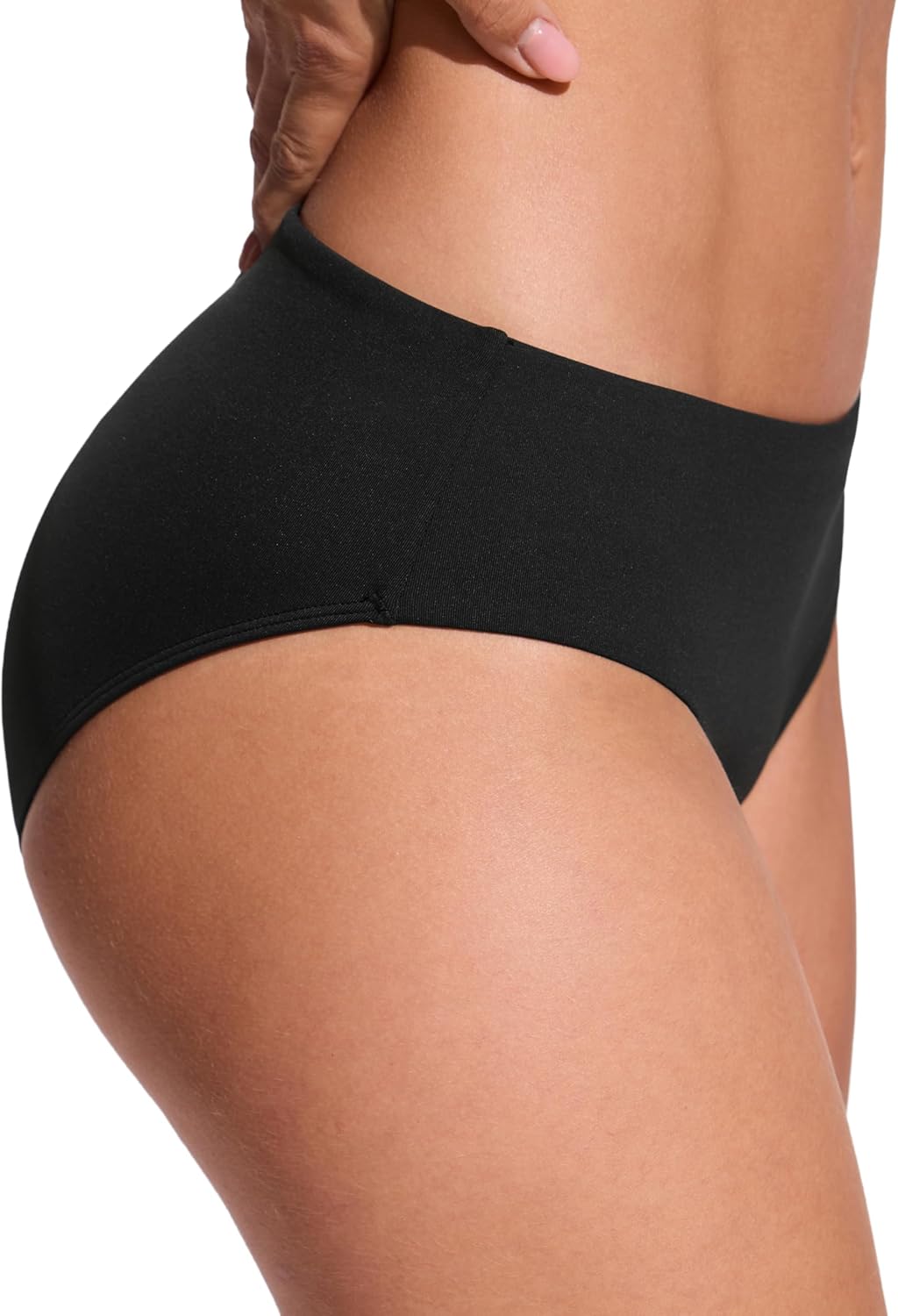 CRZ YOGA Mid Waisted Bikini Bottoms for Women - Full Coverage Bathing Suit Swimsuit Basic Swim Briefs - Image 4