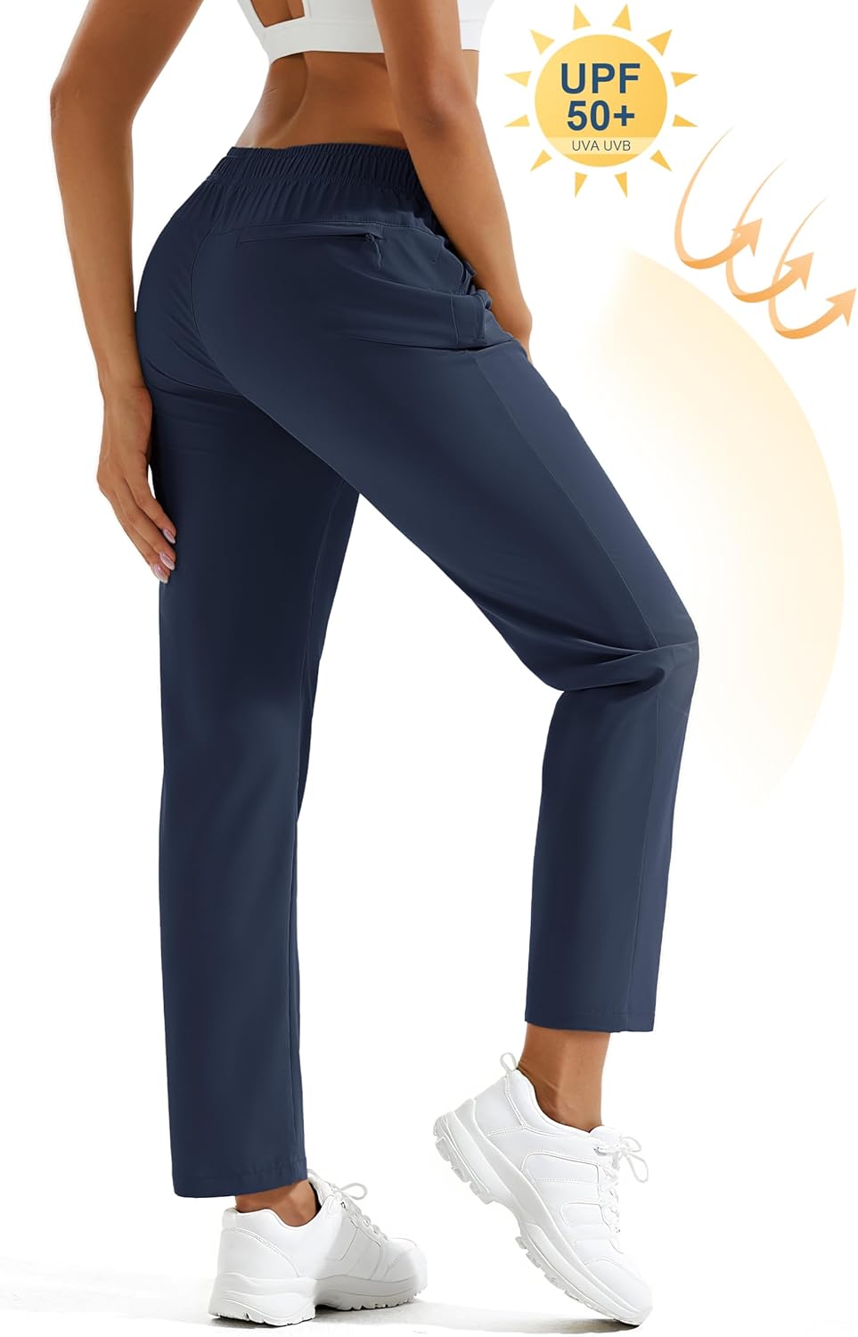 MAGCOMSEN Women's Hiking Pants Lightweight Quick Dry UPF 50 Water Resistant Elastic Waist Golf Travel Pants Zip Pockets - Image 7