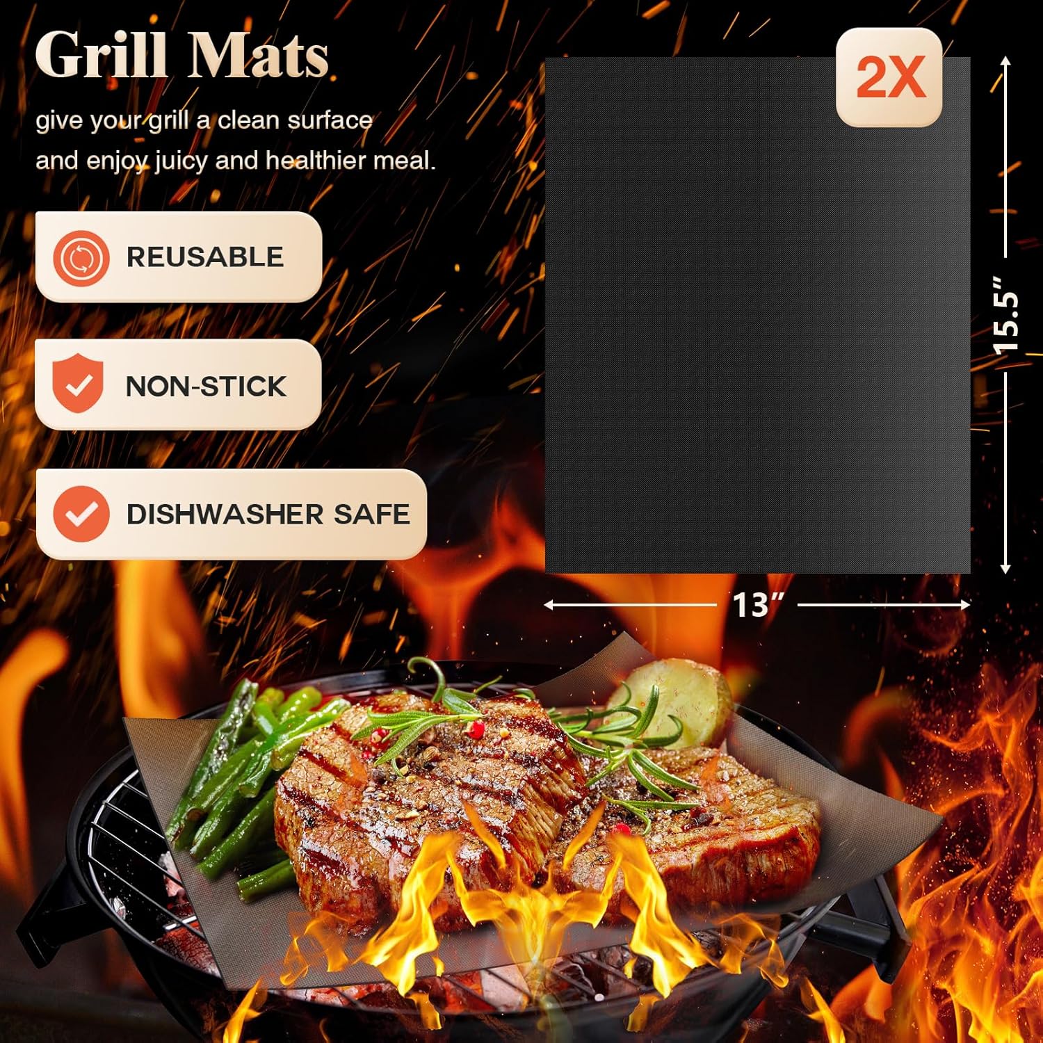 ROMANTICIST 26pcs Grilling Gifts for Men, Dad Gifts for Father's Day, Stainless Steel BBQ Grill Accessories Tools Set, Heavy Duty BBQ Utensils Kit with Apron, Thermometer, Mats in Aluminum Case Brown - Image 5