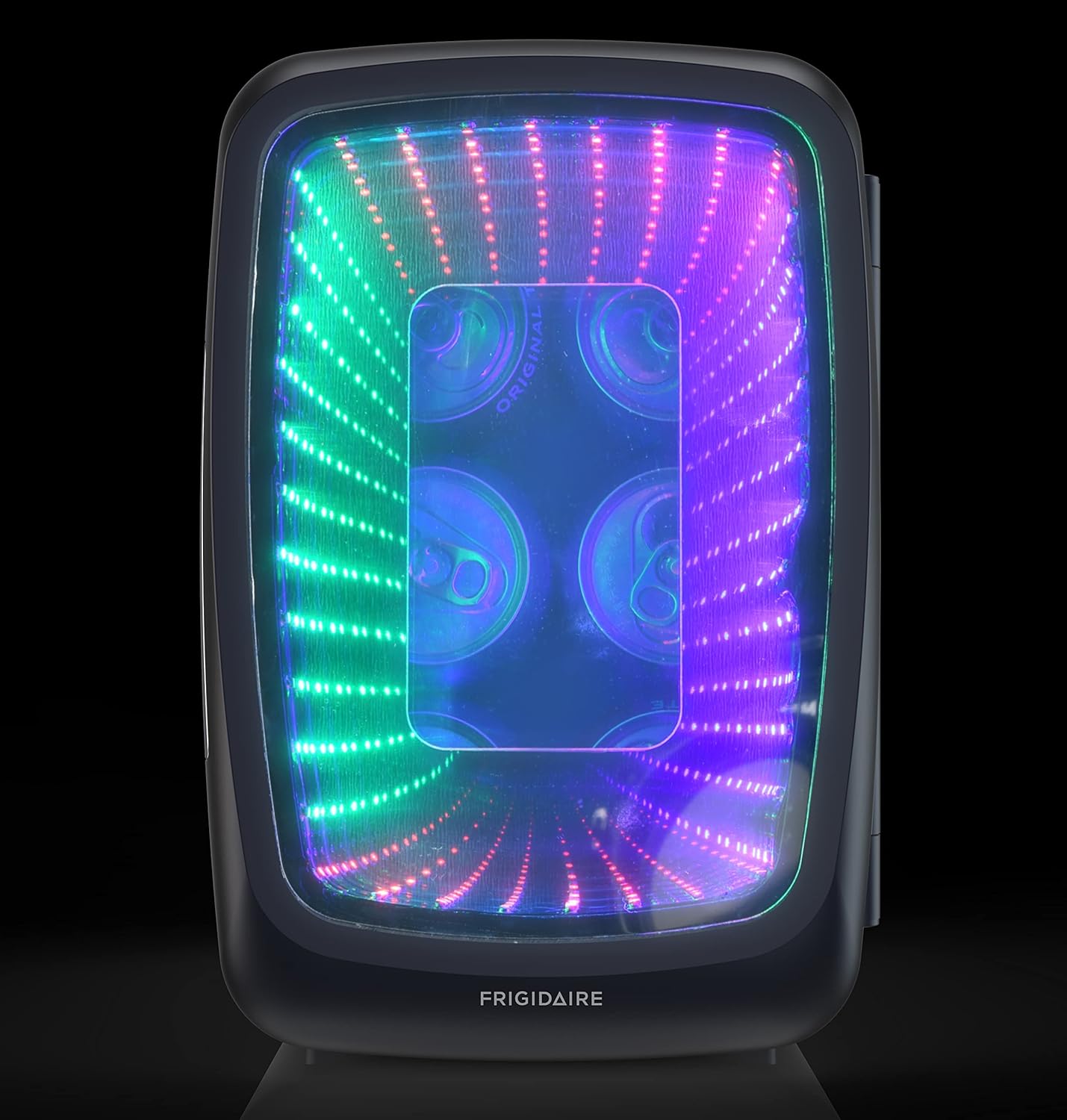 Frigidaire Gaming Light Up Mini Beverage Refrigerator, 6 can, 4 liters, Cooler with large see through door and LED lights Perfect for Gaming Experience, Home, Office, or Cars.12V Charger (Stealth) - Image 7