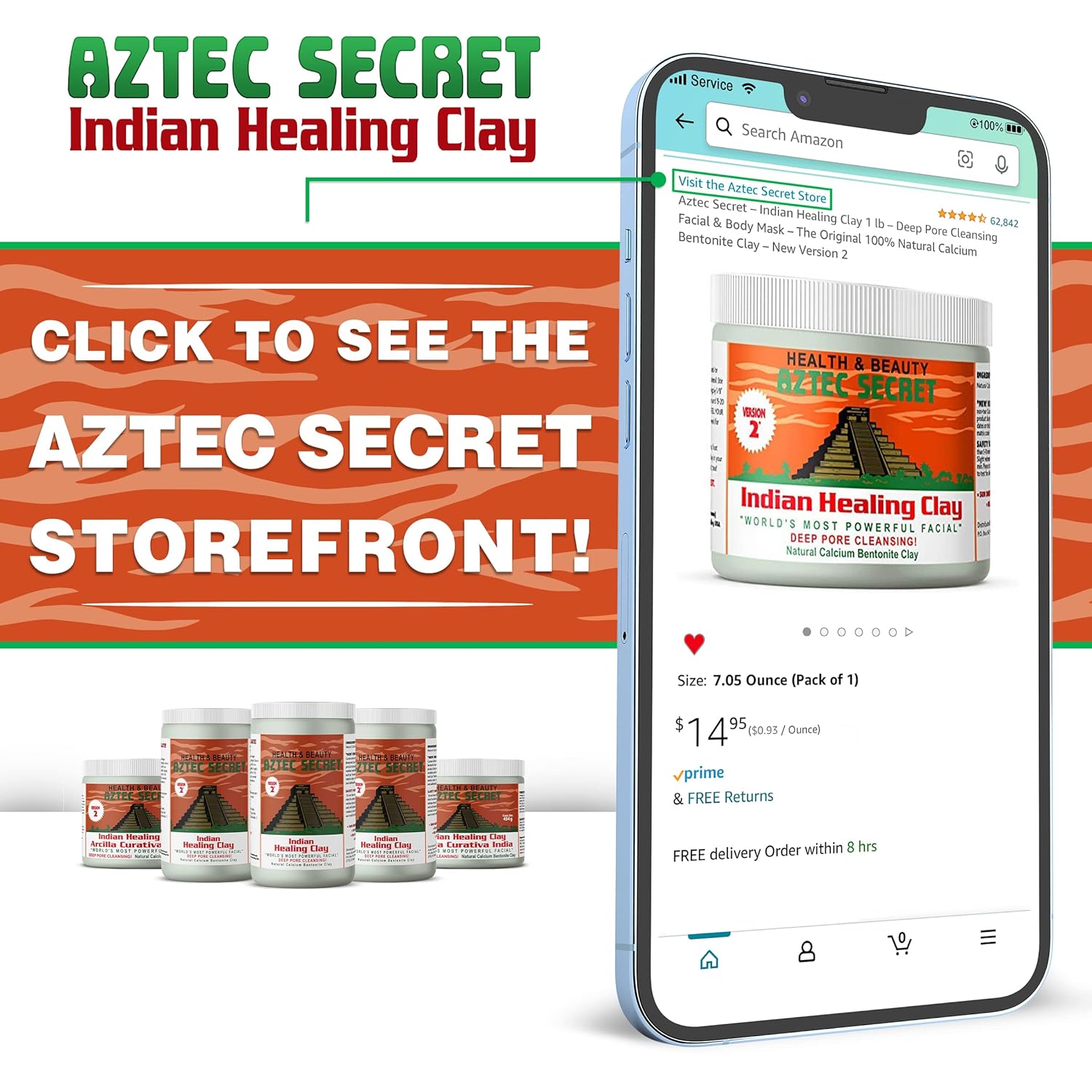 Aztec Secret– Indian Healing Clay 16 Oz – Deep Pore Cleansing Facial & Body Mask – The Original 100% Natural Calcium Bentonite Clay – New Version 2 - Image 6