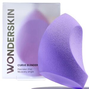 Wonderskin Curve Blender – Patent-Pending Makeup Sponge with Ergonomic Design for Seamless Blending & Contouring – For Foundation, Creams & Powders