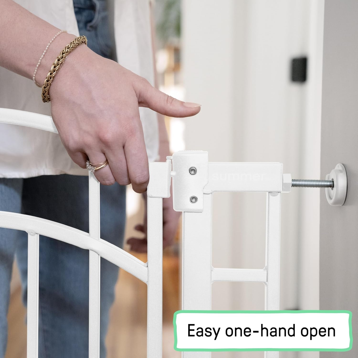 Ingenuity Decorative Extra Tall Baby Gate & Dog Gate, 28.5"-48" Wide, 36" Tall, Hardware or Pressure Mounted, Install on Top or Bottom of Stairs, Banister, or Doorway - White - Image 7