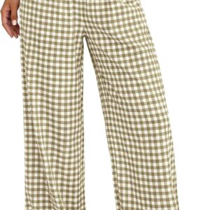 PRETTYGARDEN Women’s Wide Leg Gingham Lounge Pants Summer 2026 Casual Plaid Trousers Spring Y2K Clothes Comfy Pajama Bottoms