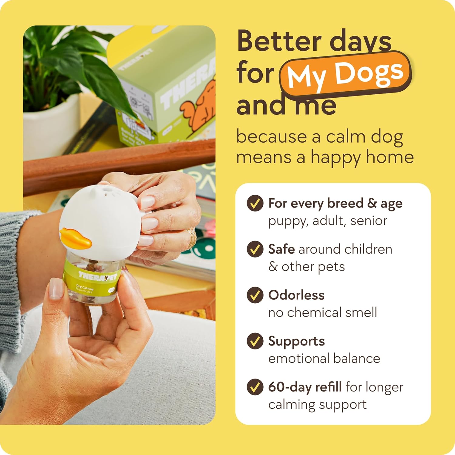 TheraPet MD 60-Day Dog Calming Diffuser Kit - Dog Pheromone Diffuser for Stress, Destructive Behavior, Pee Accidents, Separation Anxiety, Barking, Aggression & Chewing - 60-Day Refills Included - Image 7